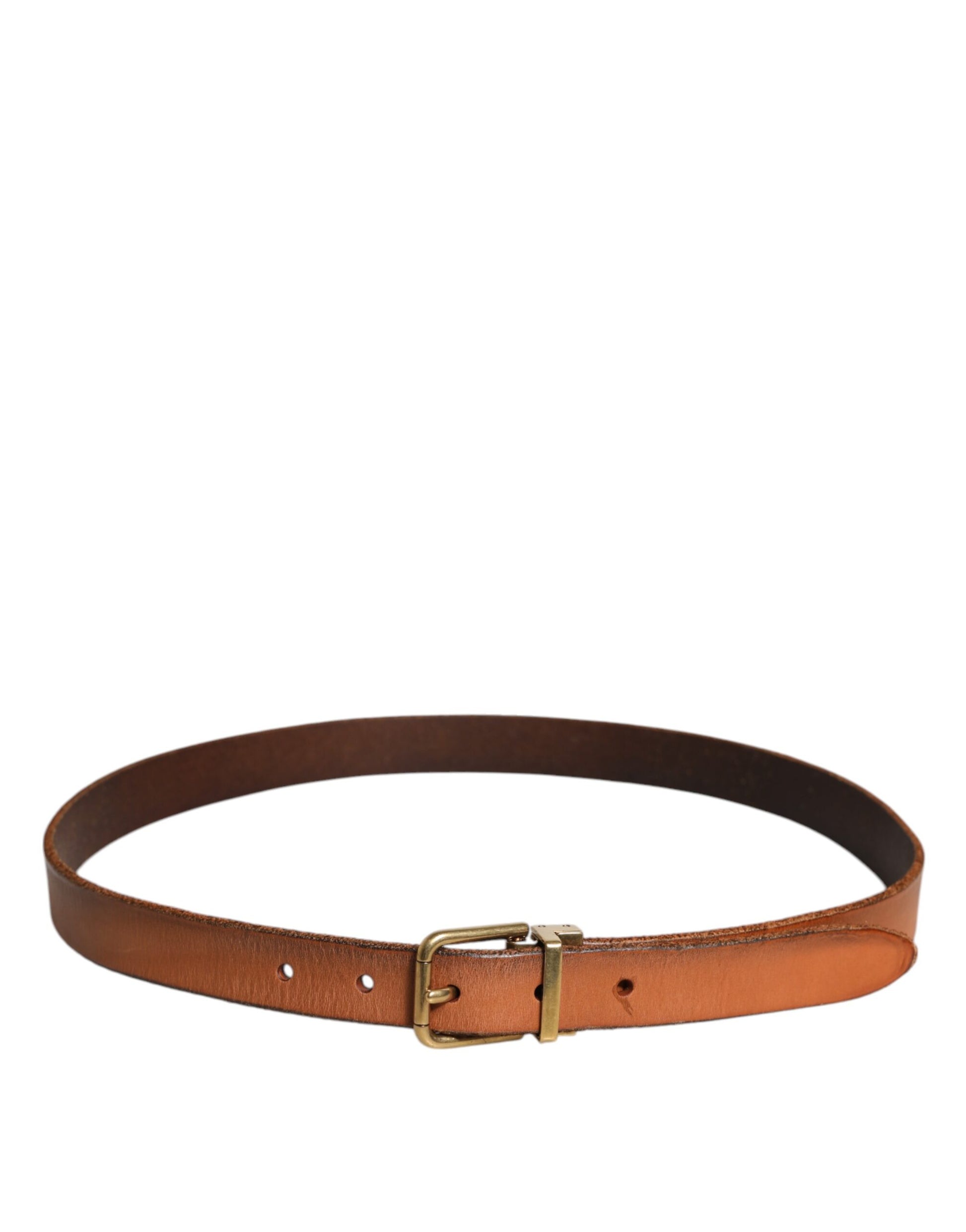 Ceinture Dolce & Gabbana en cuir marron avec boucle en métal doré