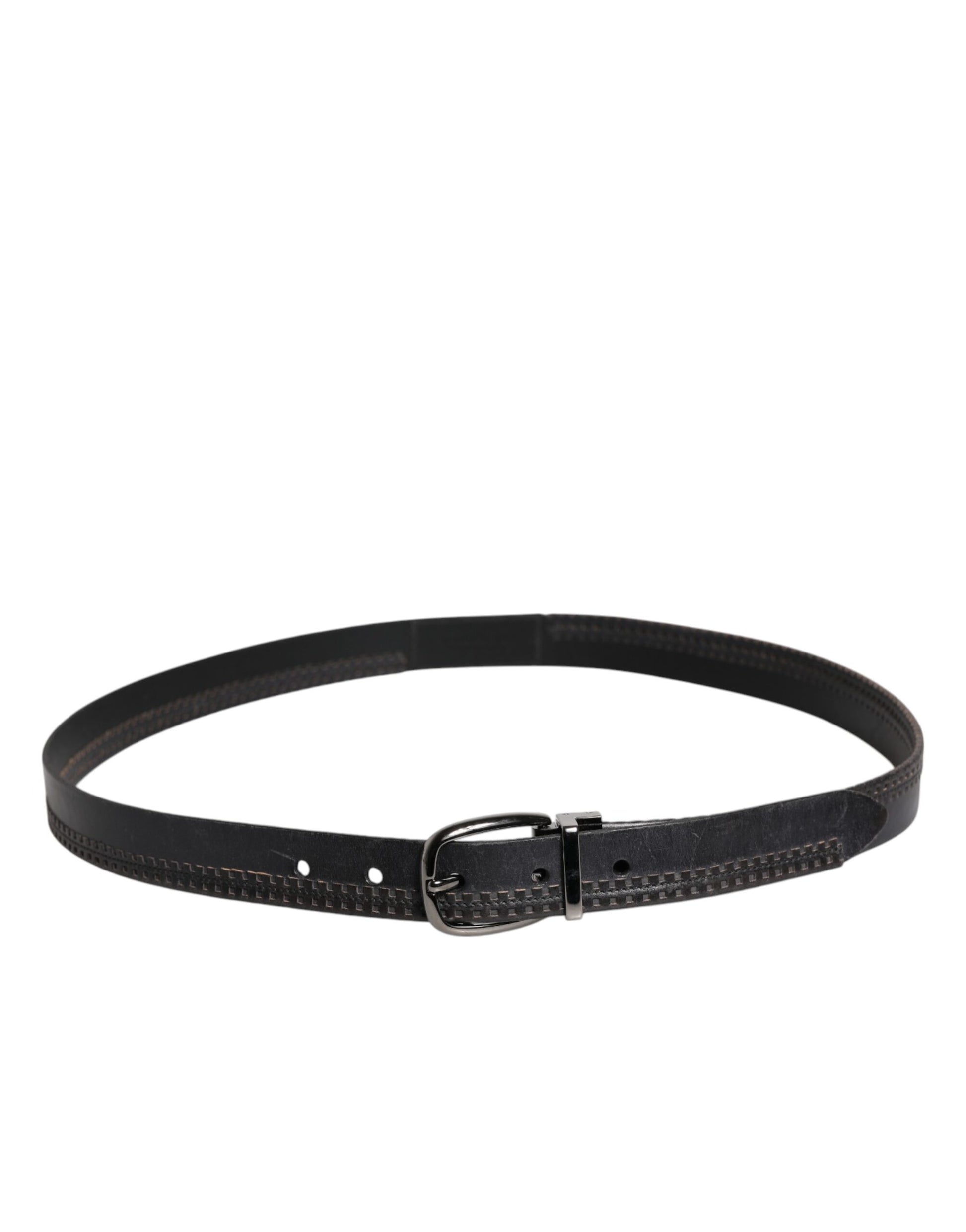 Ceinture Dolce & Gabbana en cuir noir avec boucle en métal argenté