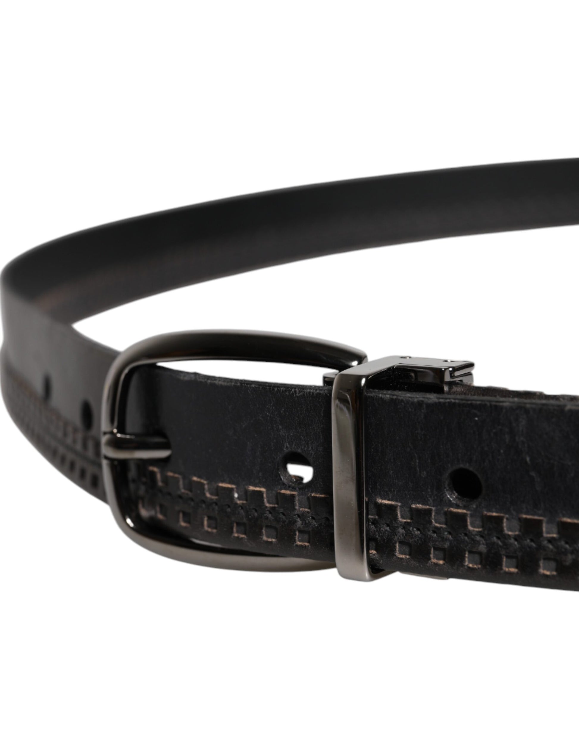 Ceinture Dolce & Gabbana en cuir noir avec boucle en métal argenté