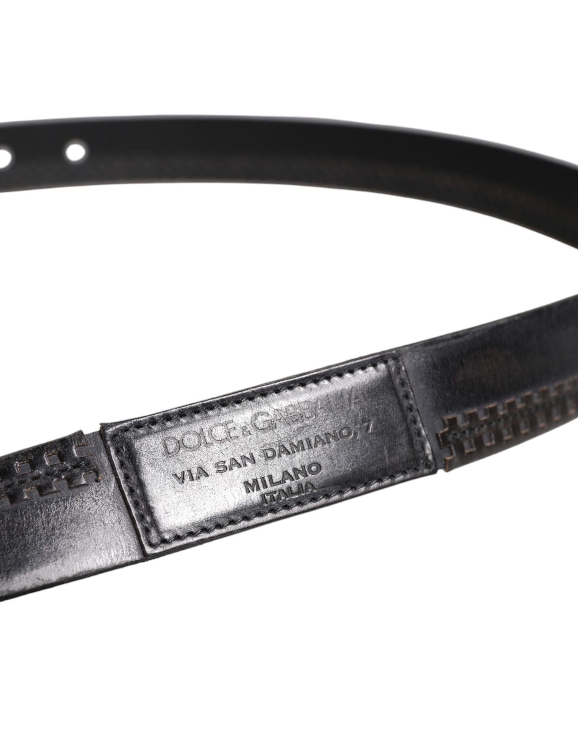 Ceinture Dolce & Gabbana en cuir noir avec boucle en métal argenté