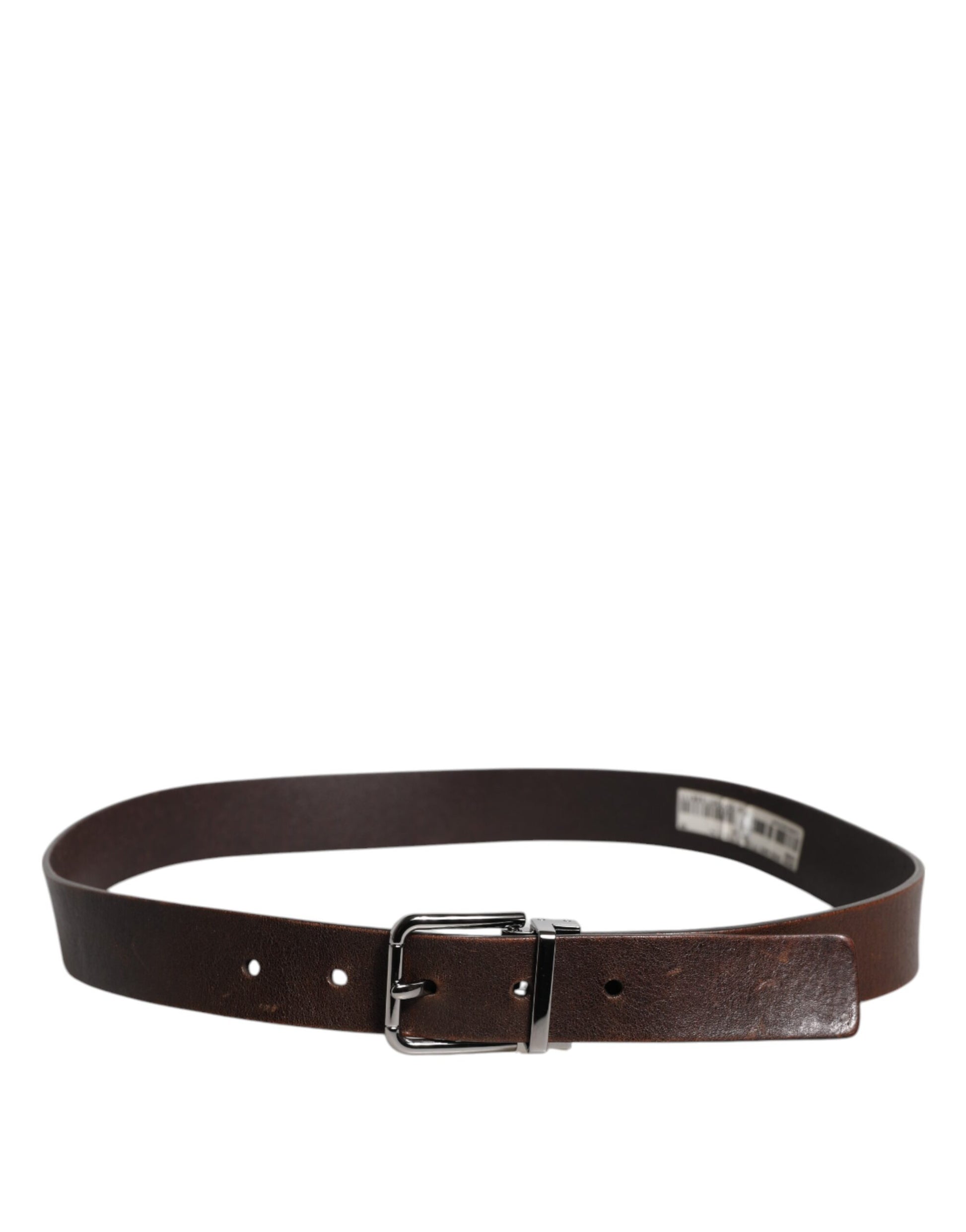 Ceinture Dolce & Gabbana en cuir marron avec boucle logo en métal classique
