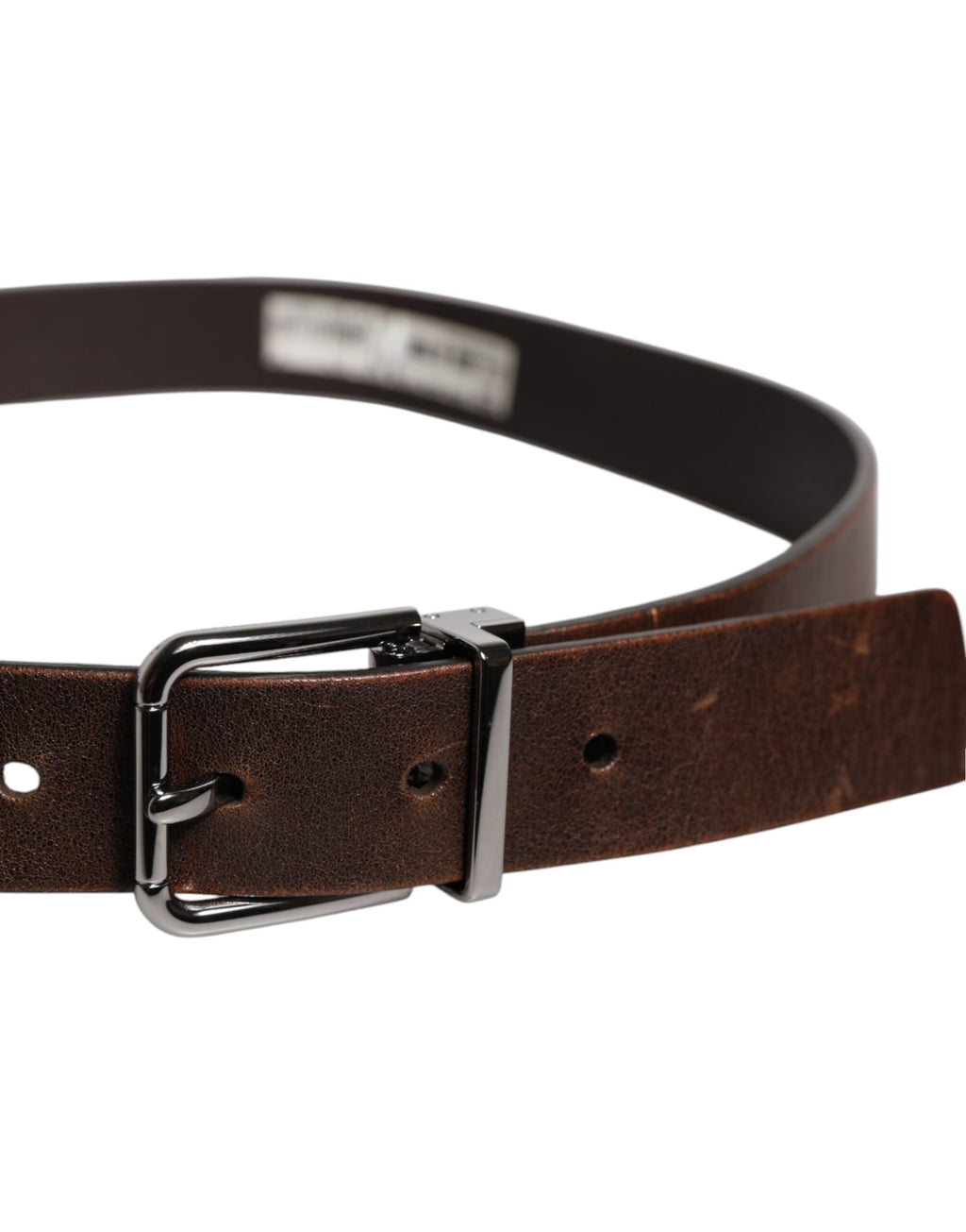 Ceinture Dolce & Gabbana en cuir marron avec boucle logo en métal classique