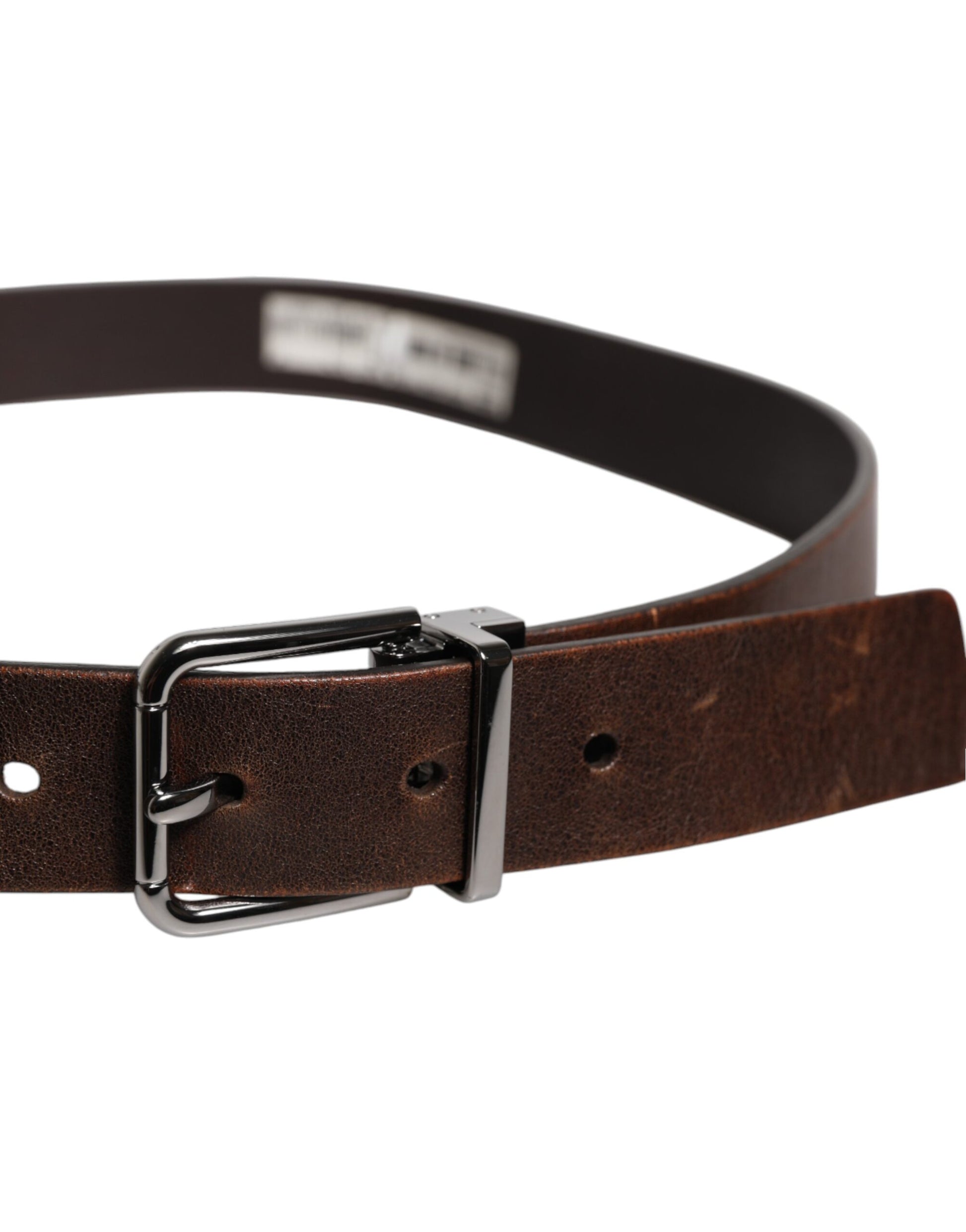 Ceinture Dolce & Gabbana en cuir marron avec boucle logo en métal classique