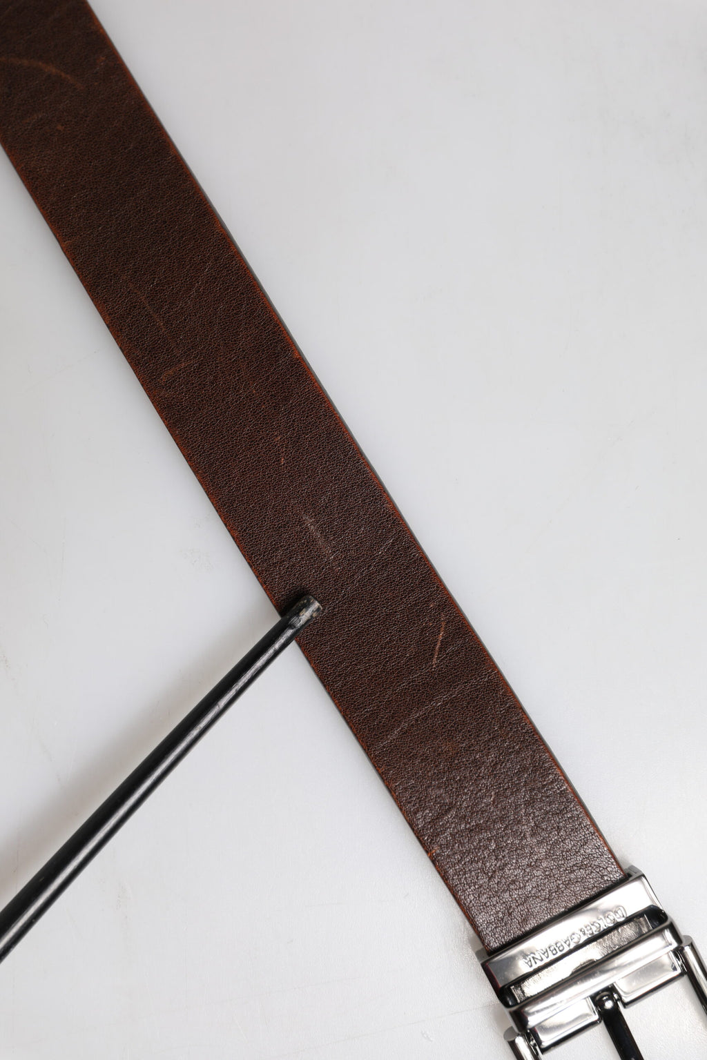 Ceinture Dolce & Gabbana en cuir marron avec boucle logo en métal classique