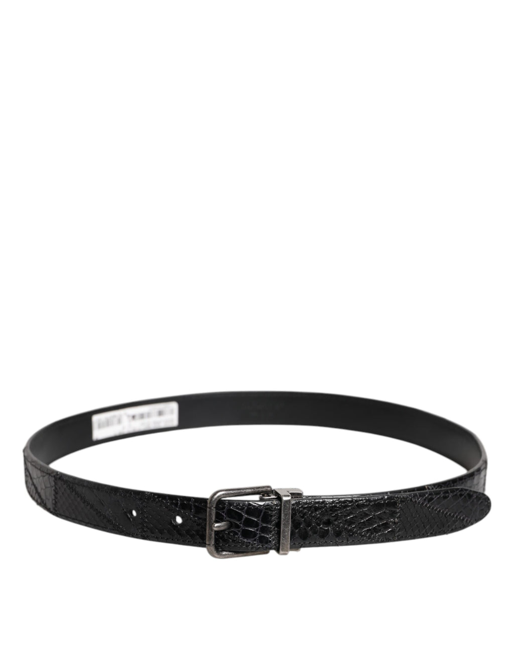 Ceinture Dolce & Gabbana en cuir exotique noir avec boucle à logo métallique