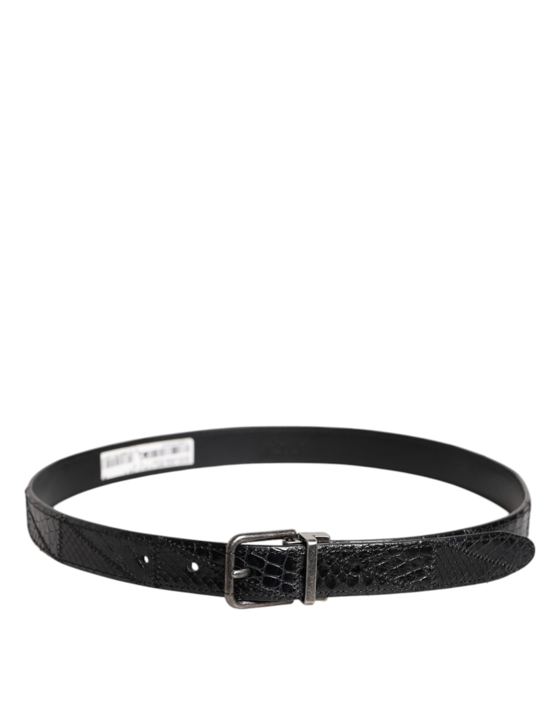 Ceinture Dolce & Gabbana en cuir exotique noir avec boucle à logo métallique