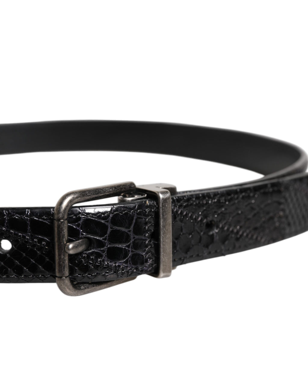 Ceinture Dolce & Gabbana en cuir exotique noir avec boucle à logo métallique