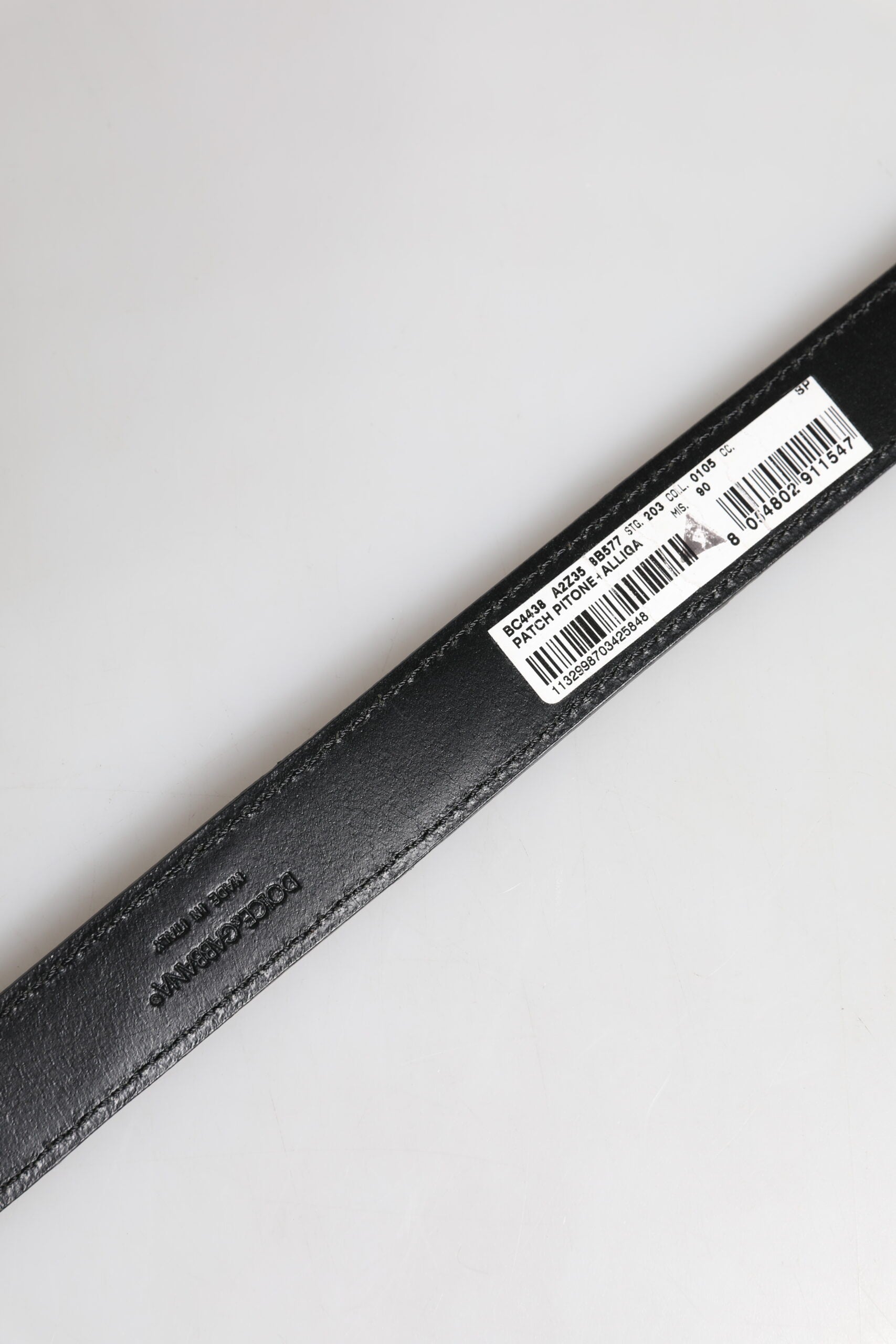 Ceinture Dolce & Gabbana en cuir exotique noir avec boucle à logo métallique