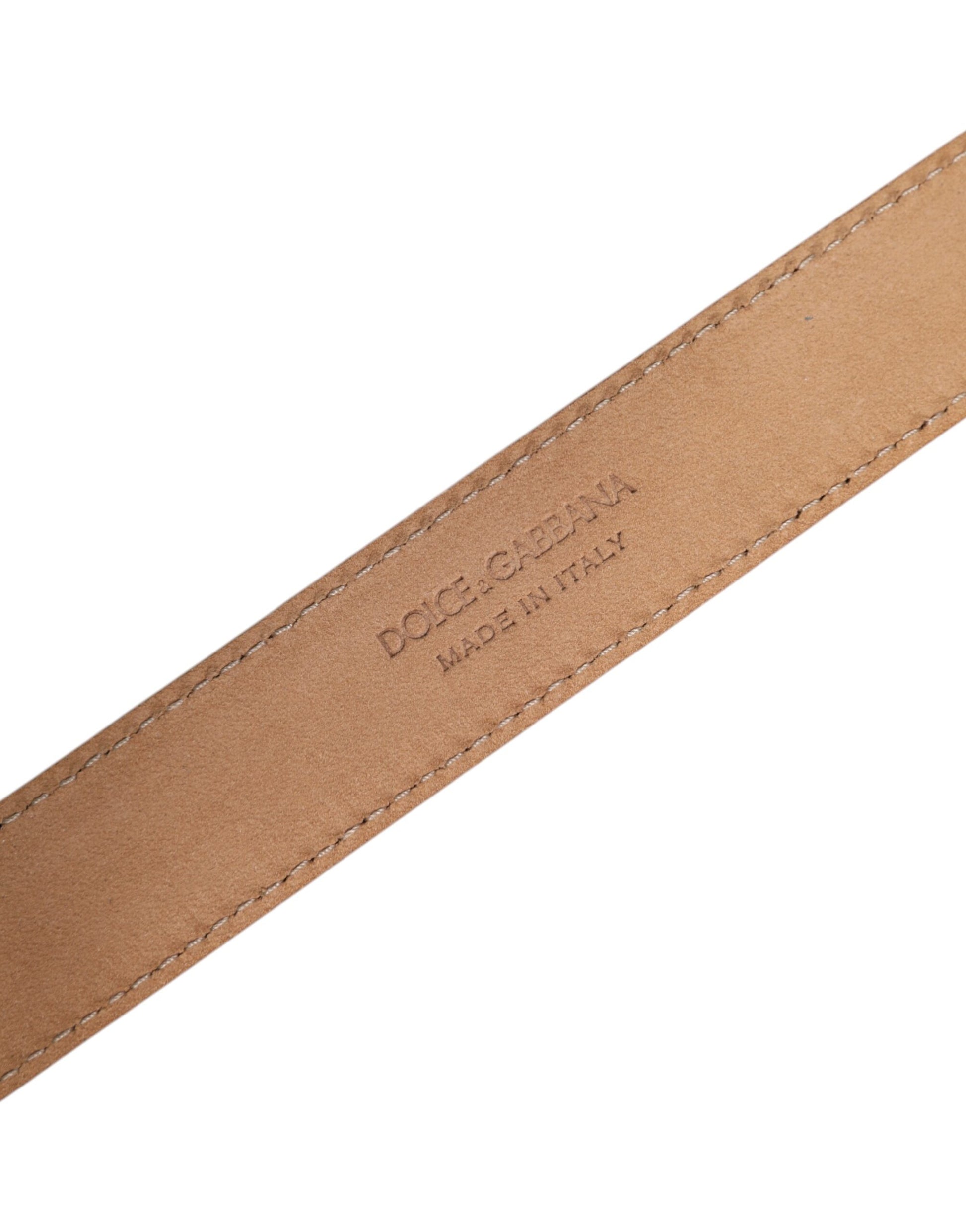 Ceinture Dolce & Gabbana en cuir métallisé jaune avec boucle logo en métal