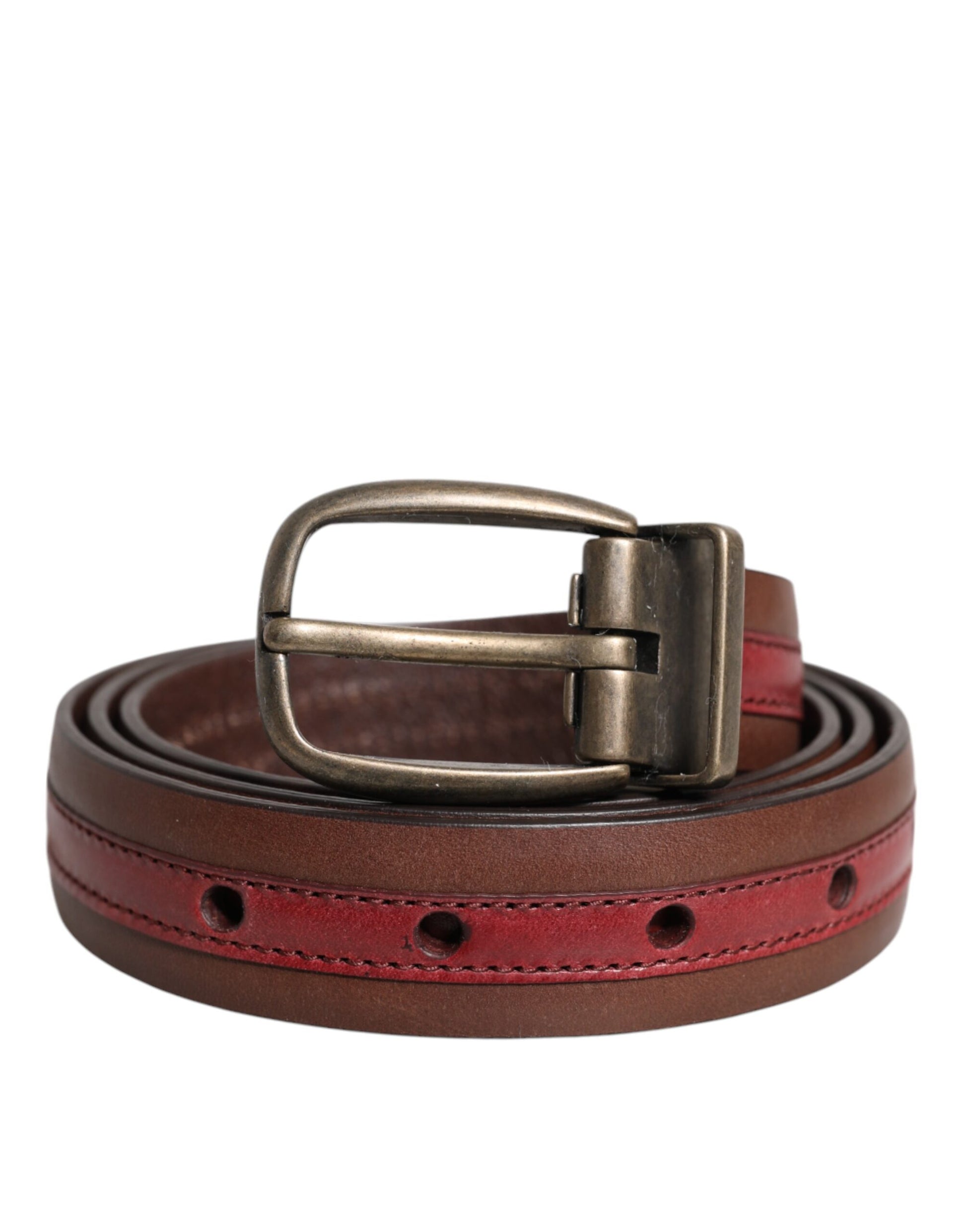 Ceinture Dolce & Gabbana en Cuir Bordeaux avec Boucle Logo Métal