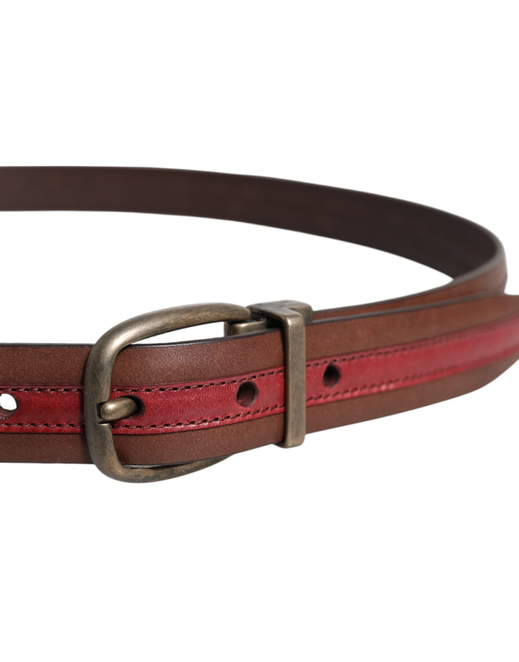 Ceinture Dolce & Gabbana en Cuir Bordeaux avec Boucle Logo Métal