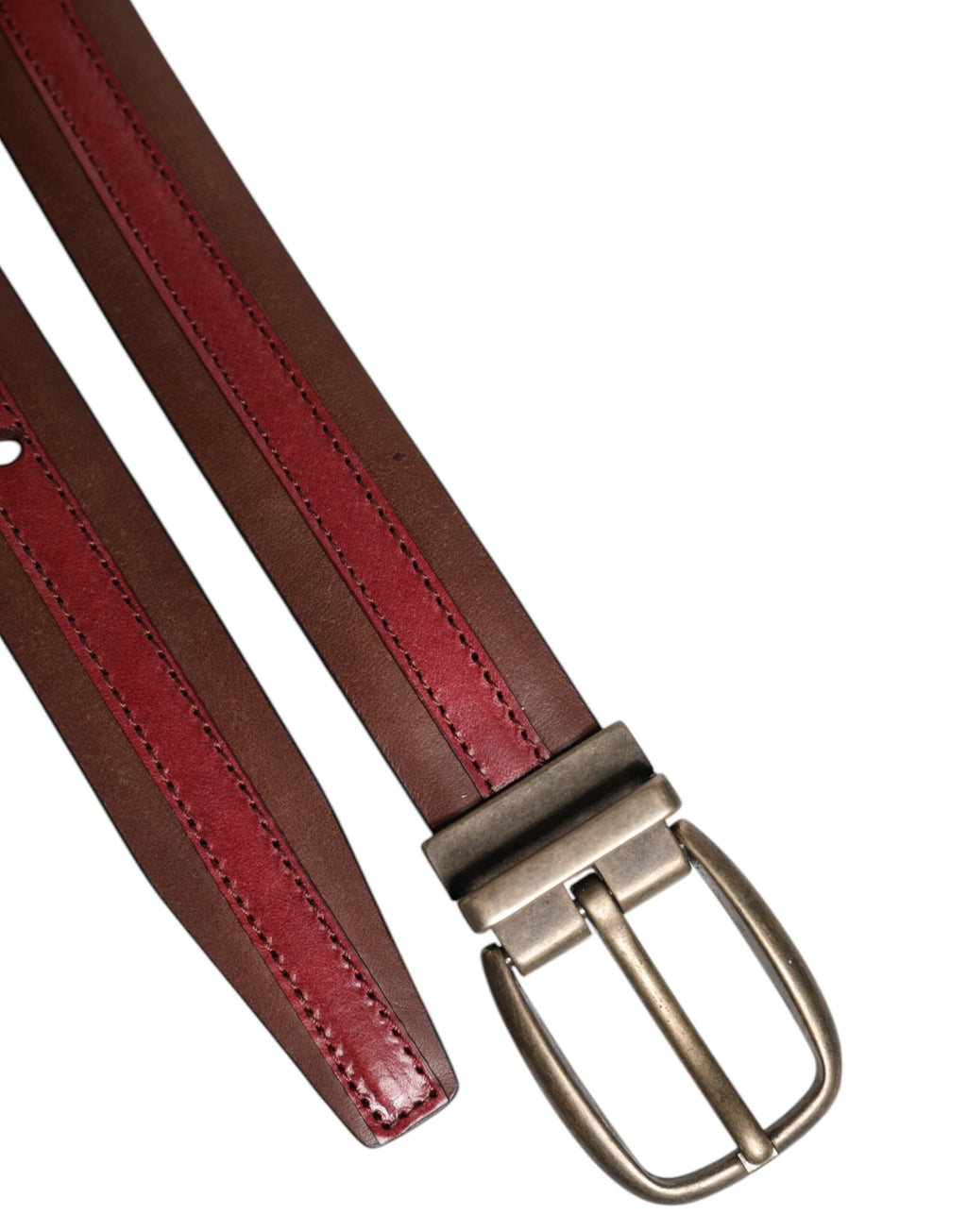 Ceinture Dolce & Gabbana en Cuir Bordeaux avec Boucle Logo Métal