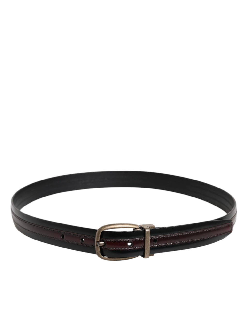 Ceinture Dolce & Gabbana en veau noir et bordeaux avec boucle à logo en métal