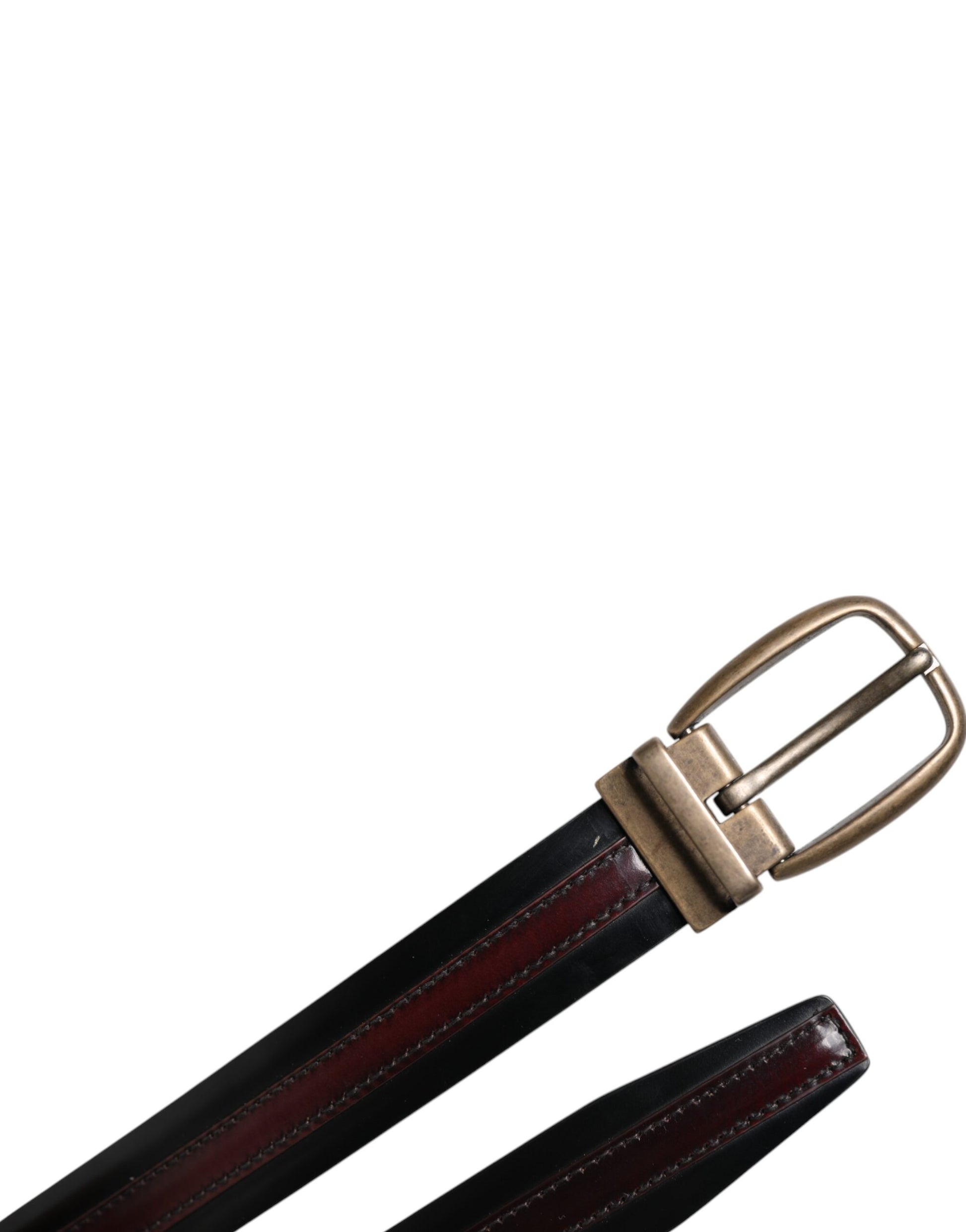 Ceinture Dolce & Gabbana en veau noir et bordeaux avec boucle à logo en métal