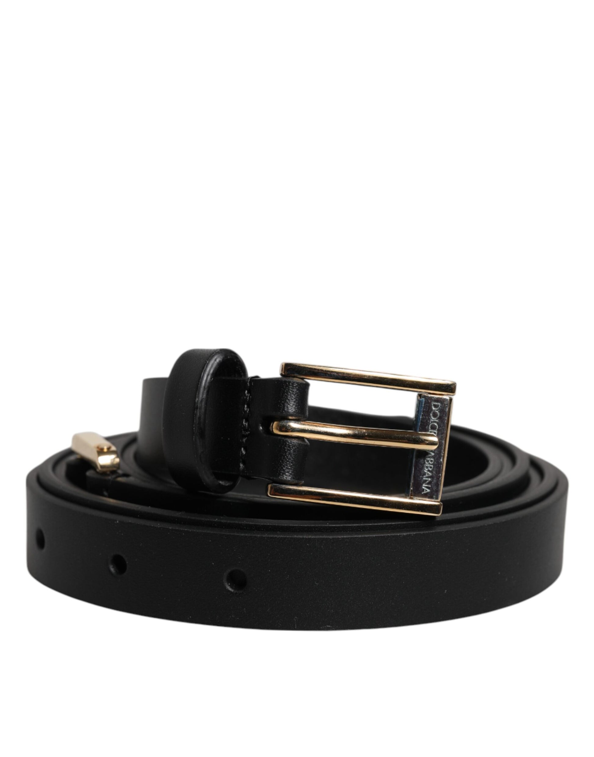 Ceinture Dolce & Gabbana en Cuir de Veau Noir avec Boucle Logo Métal Classique