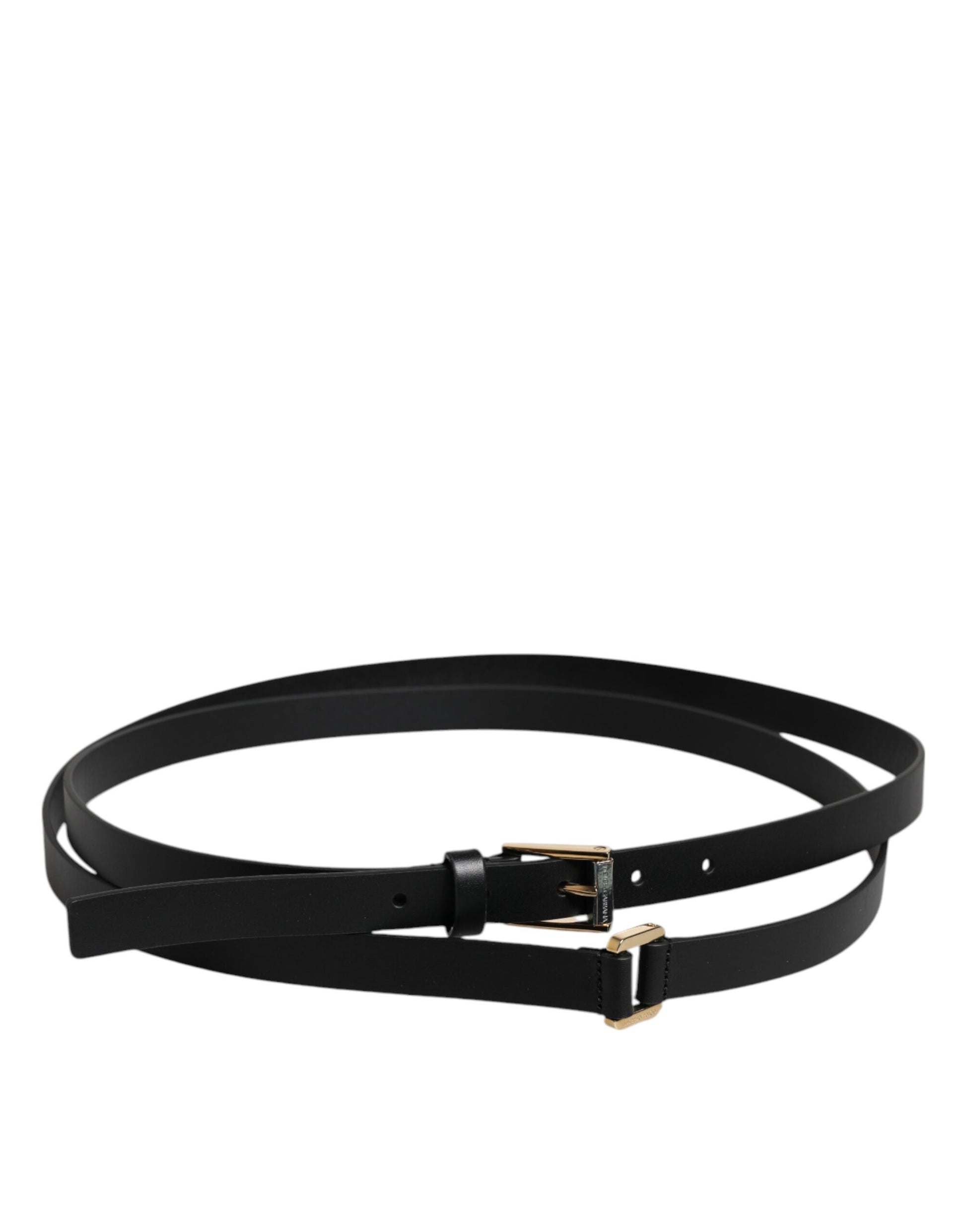 Ceinture Dolce & Gabbana en Cuir de Veau Noir avec Boucle Logo Métal Classique