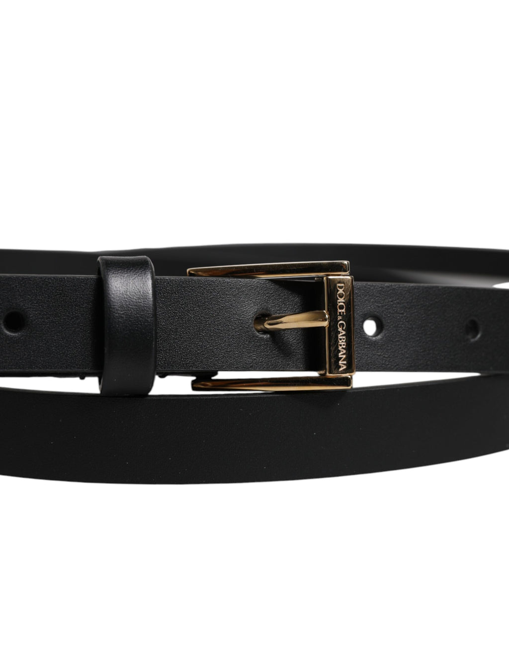 Ceinture Dolce & Gabbana en Cuir de Veau Noir avec Boucle Logo Métal Classique