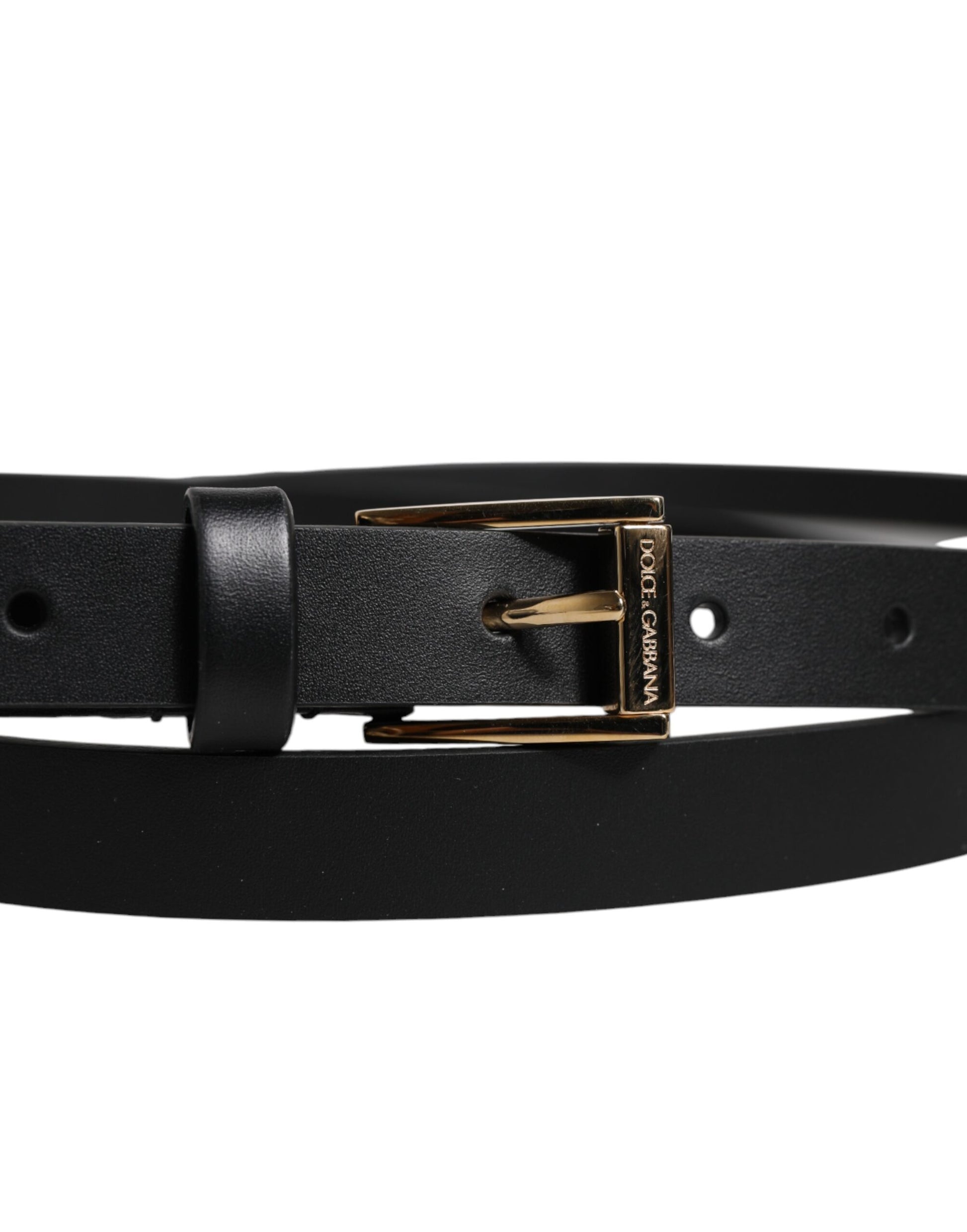 Ceinture Dolce & Gabbana en Cuir de Veau Noir avec Boucle Logo Métal Classique
