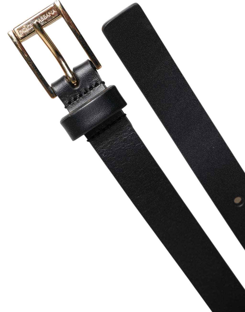 Ceinture Dolce & Gabbana en Cuir de Veau Noir avec Boucle Logo Métal Classique