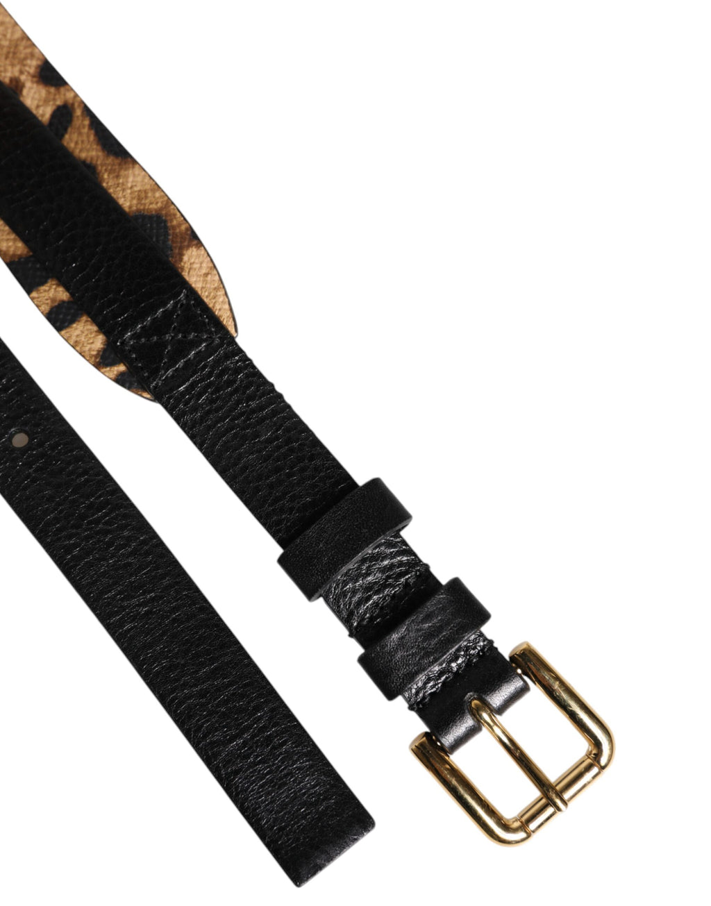 Ceinture Dolce & Gabbana léopard noire avec boucle en métal doré classique