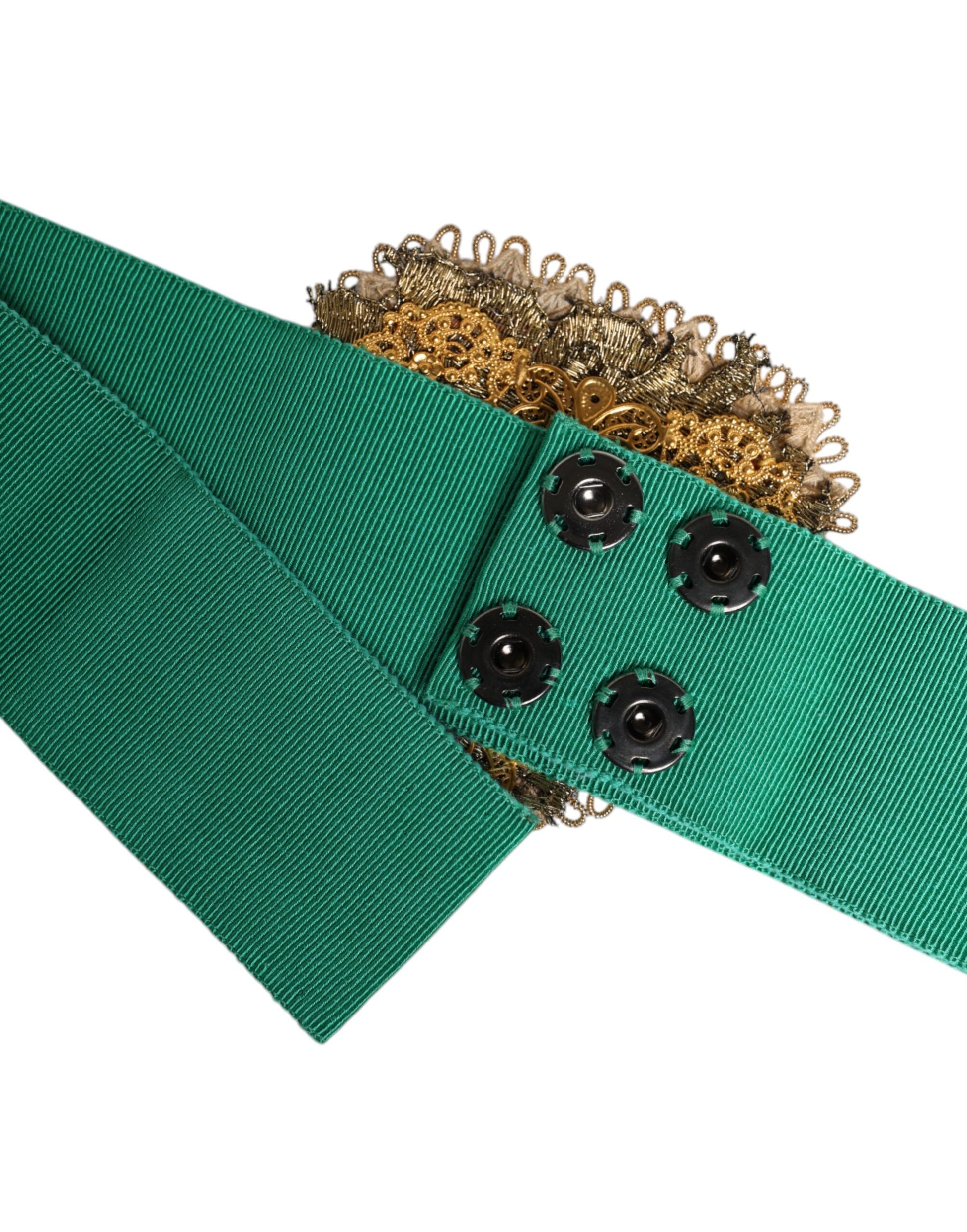 Ceinture Dolce & Gabbana verte extensible, taille large avec cœur orné