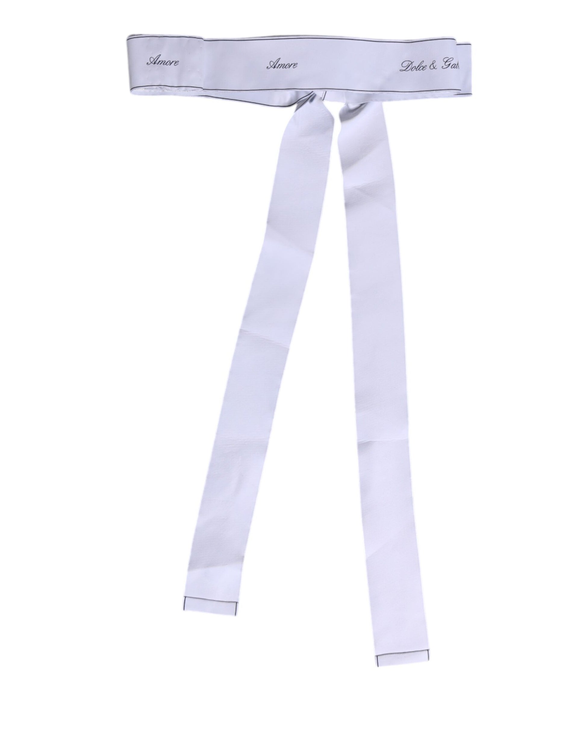 Ceinture Dolce & Gabbana Blanche avec Ruban à la Taille, Grand Nœud et Logo