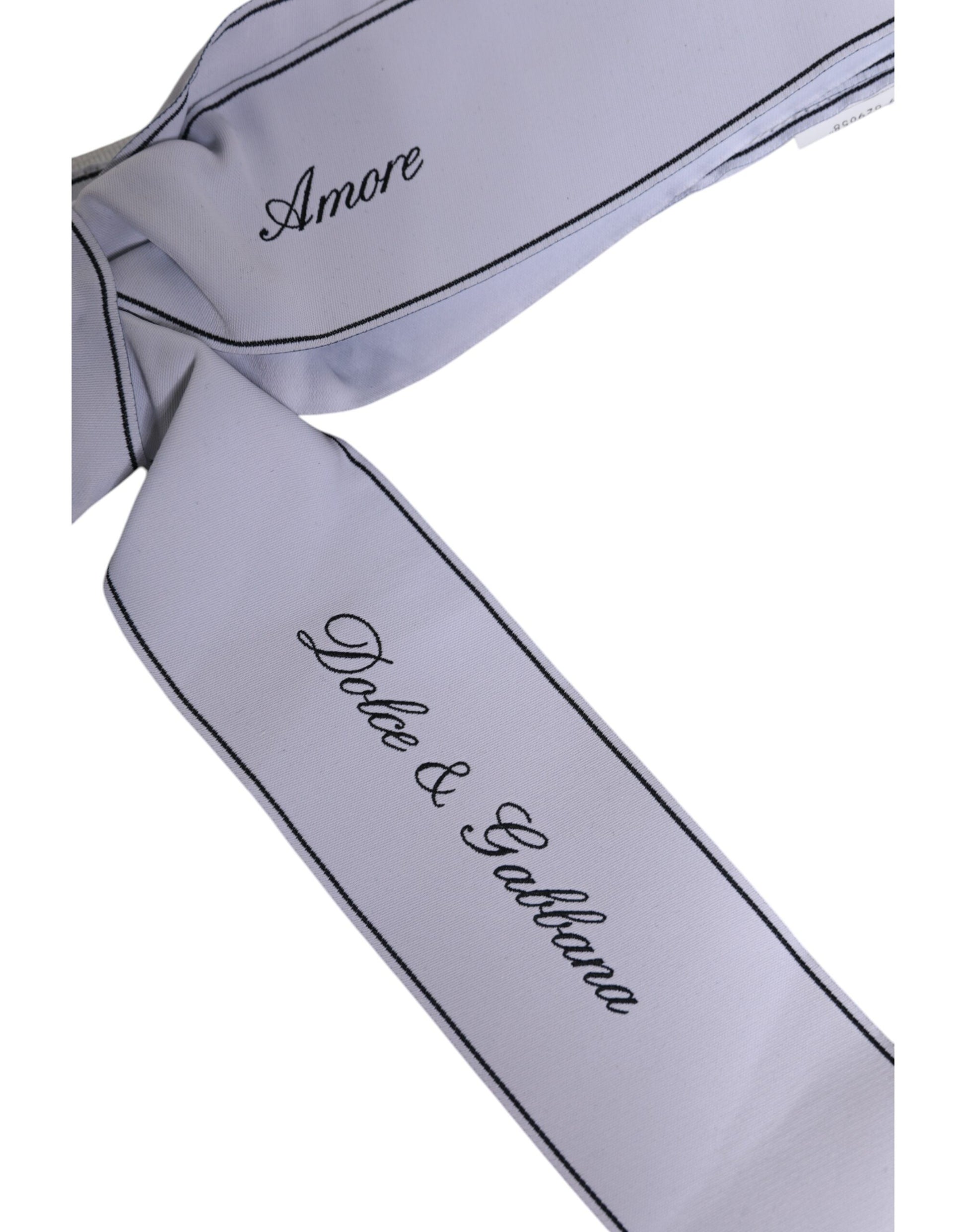 Ceinture Dolce & Gabbana Blanche avec Ruban à la Taille, Grand Nœud et Logo