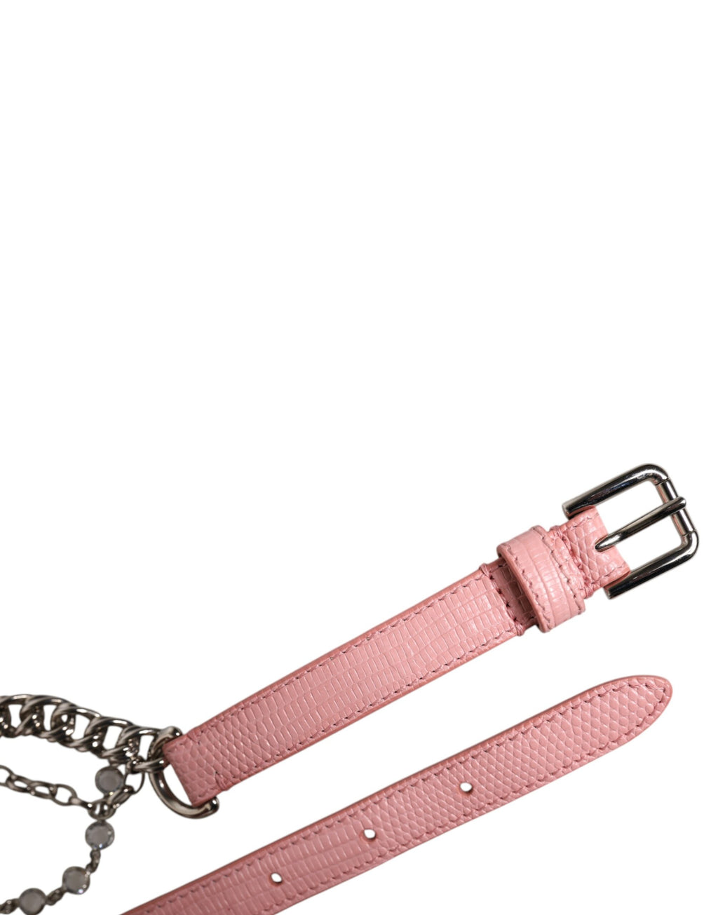 Ceinture en cuir texturé Dolce & Gabbana rose ornée de roses