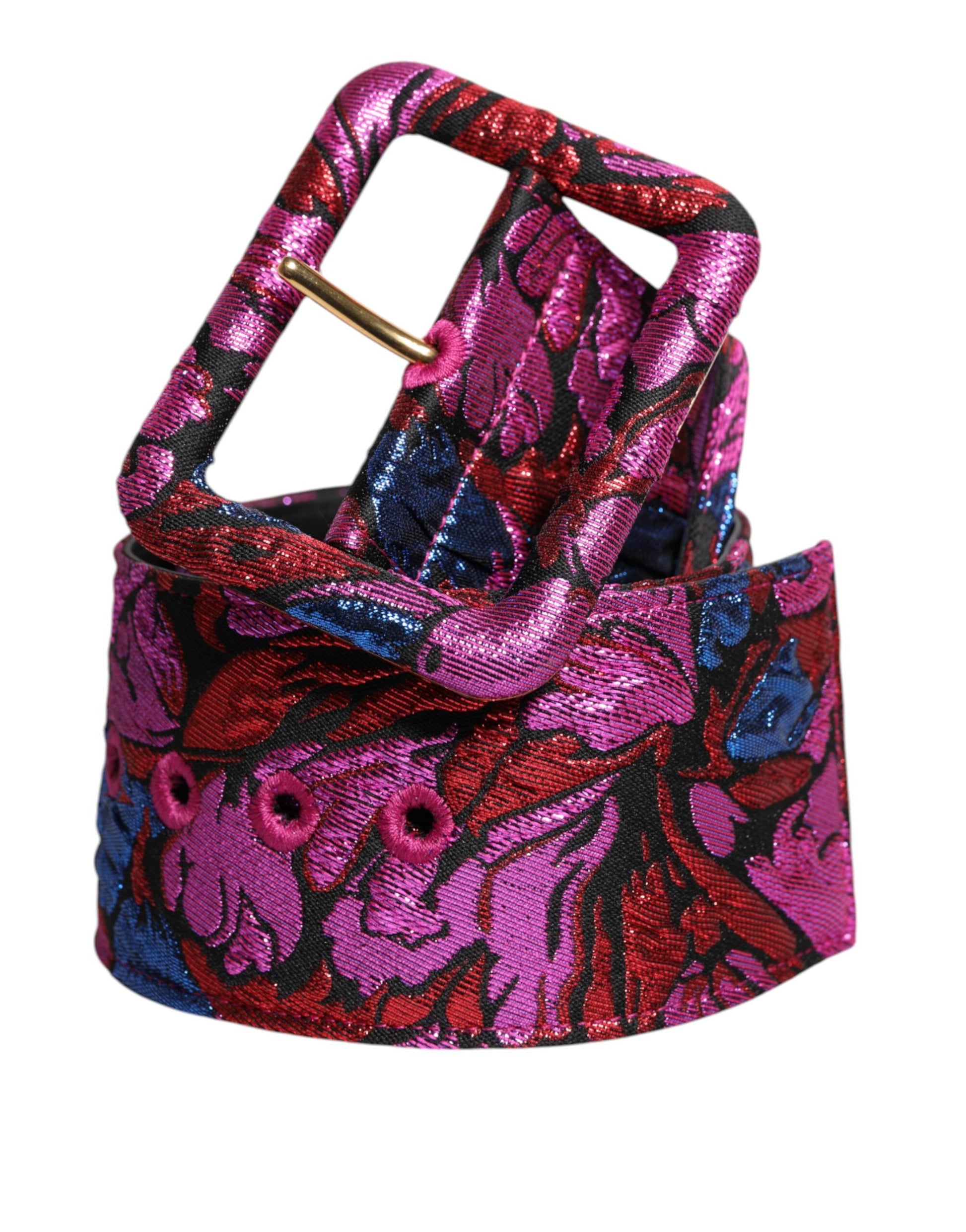 Ceinture Dolce & Gabbana multicolore à boucle large, en jacquard floral et lurex