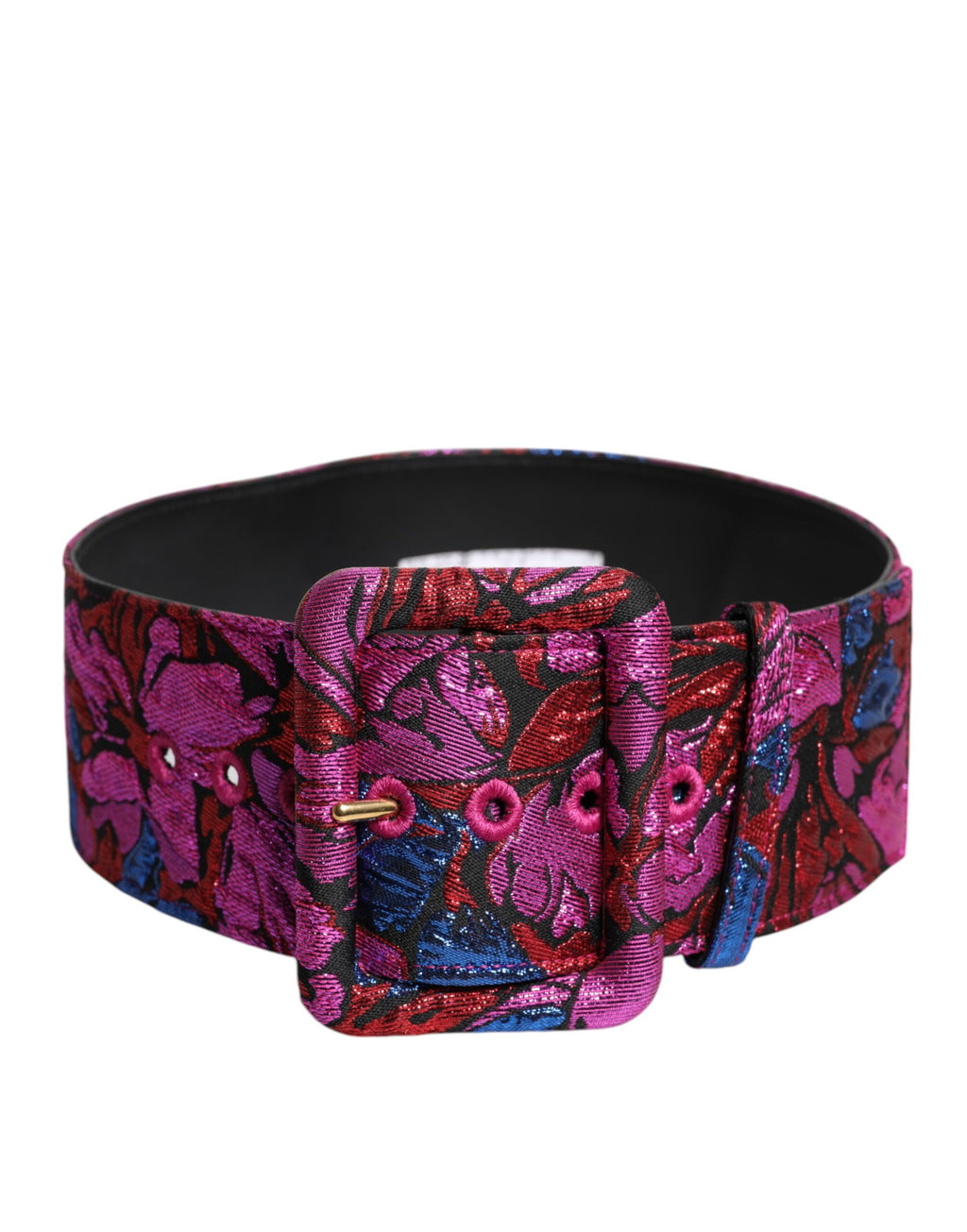 Ceinture Dolce & Gabbana multicolore à boucle large, en jacquard floral et lurex