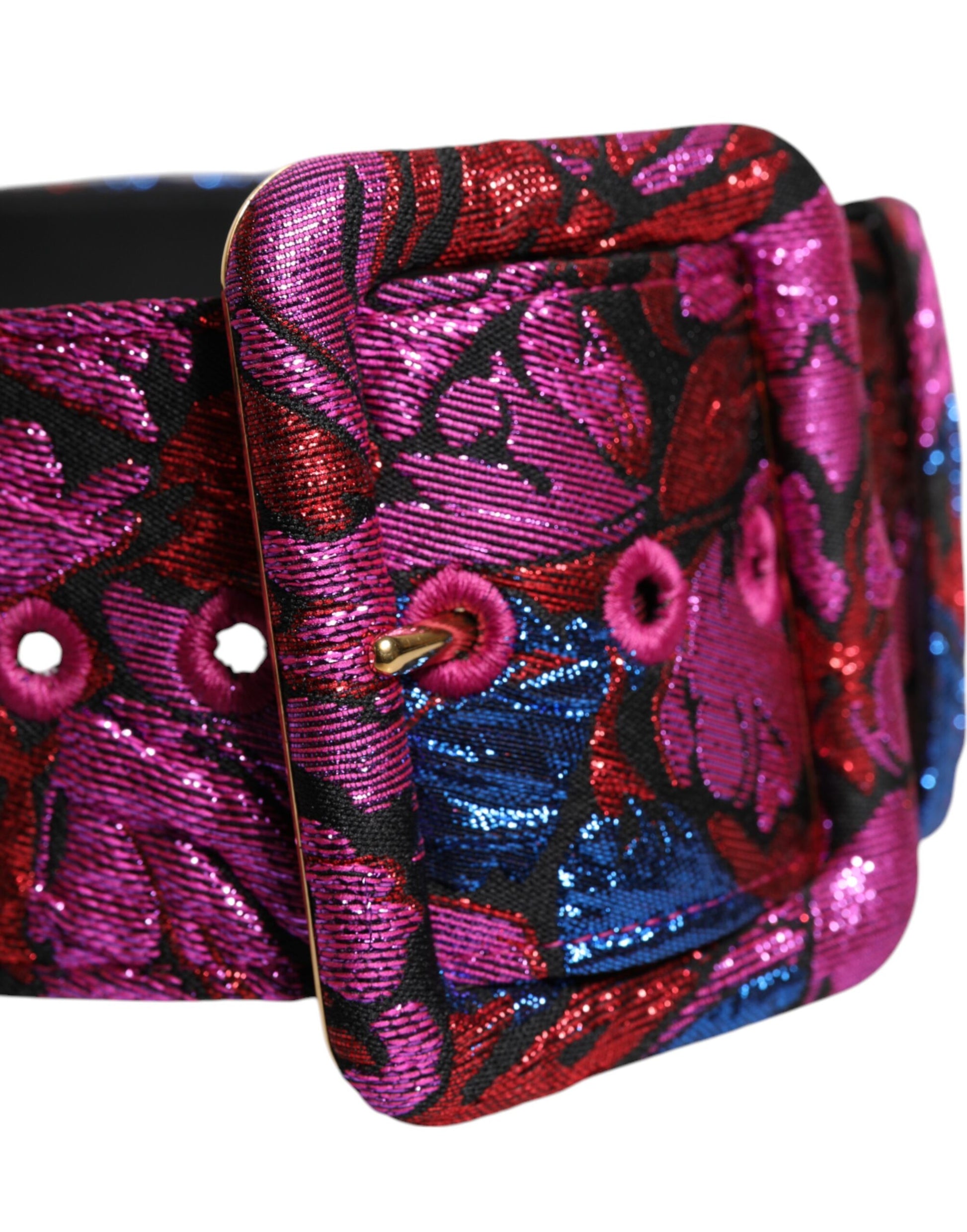 Ceinture Dolce & Gabbana multicolore à boucle large, en jacquard floral et lurex