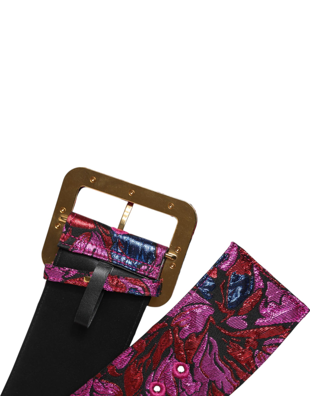 Ceinture Dolce & Gabbana multicolore à boucle large, en jacquard floral et lurex