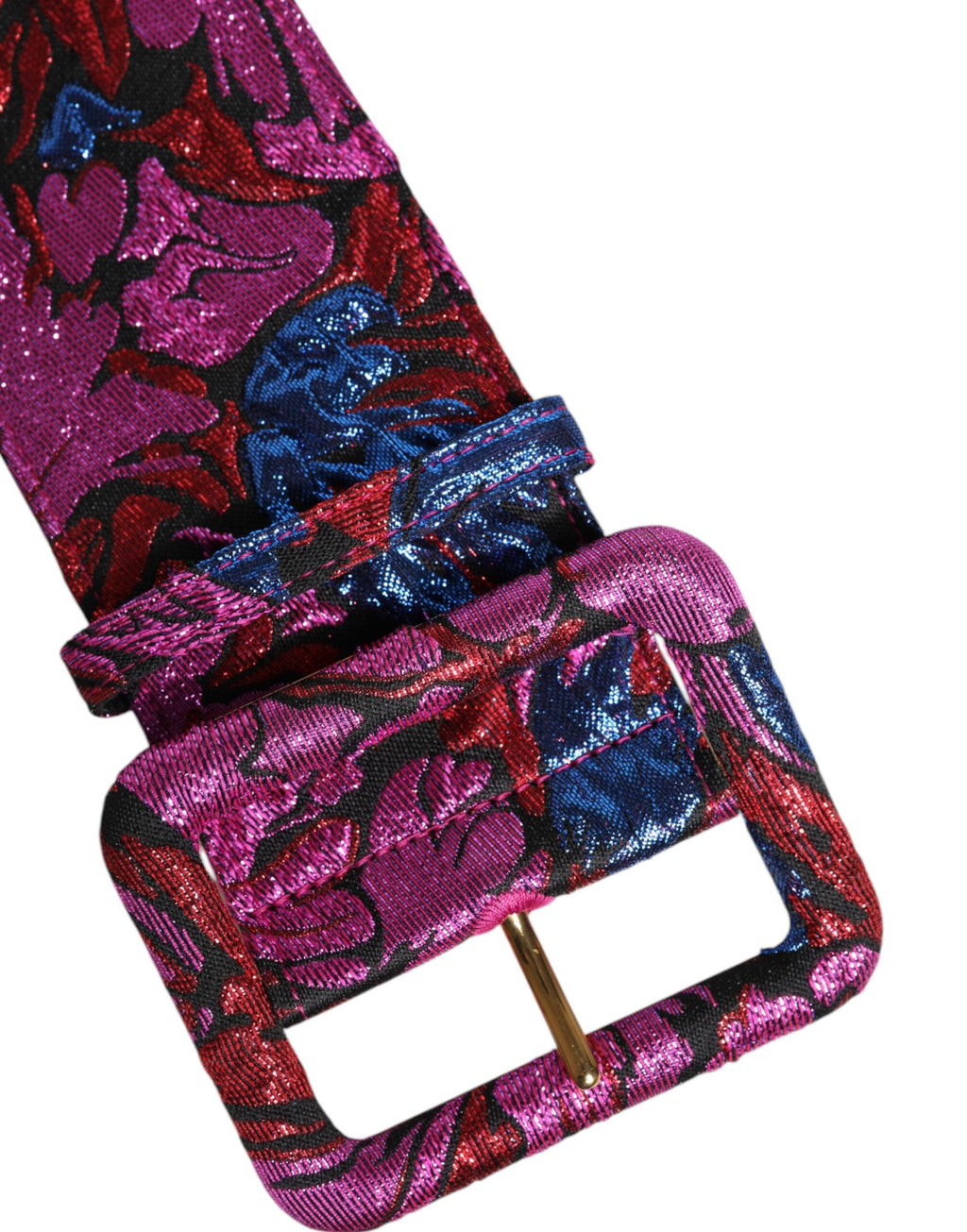 Ceinture Dolce & Gabbana multicolore à boucle large, en jacquard floral et lurex