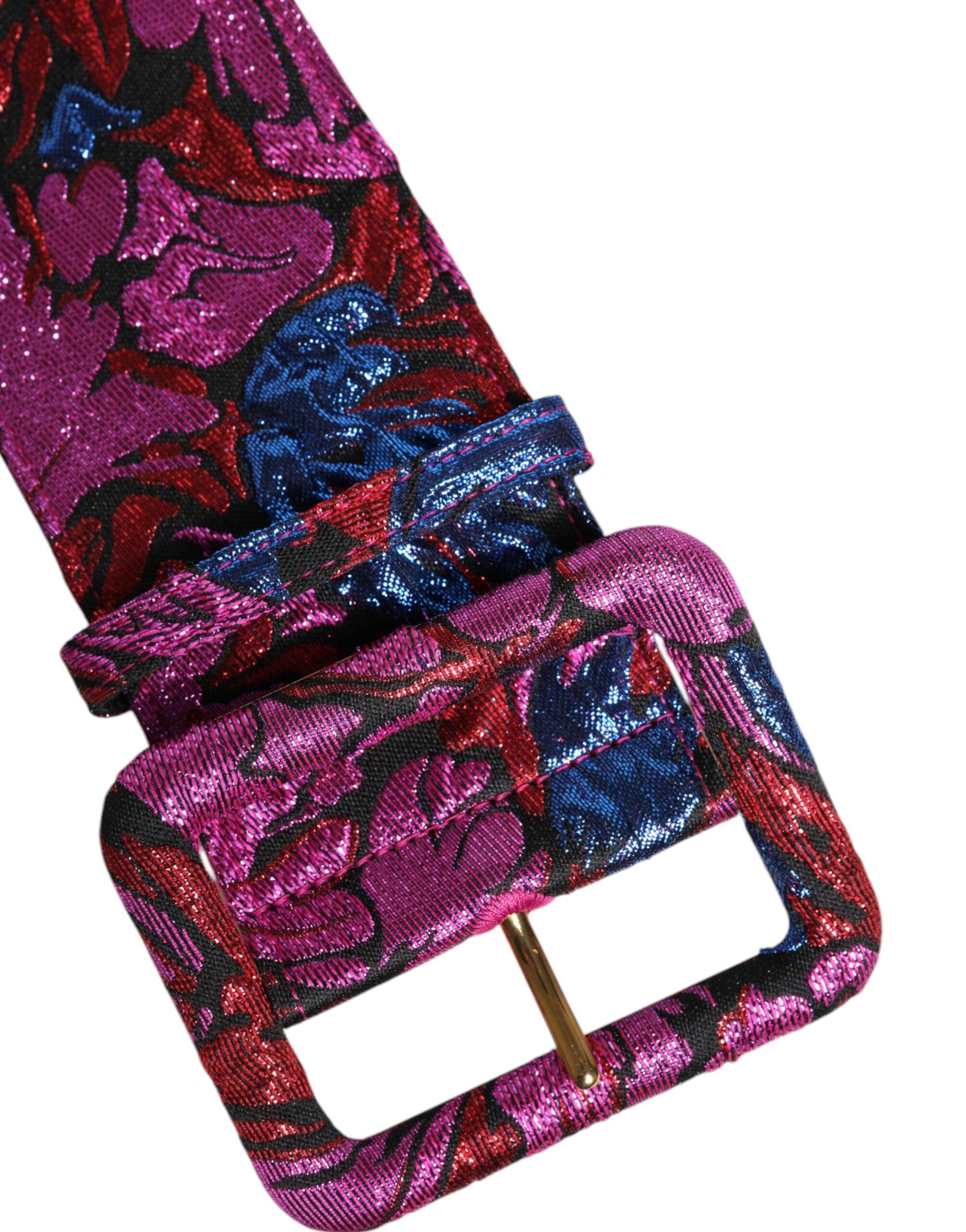 Ceinture Dolce & Gabbana multicolore à boucle large, en jacquard floral et lurex
