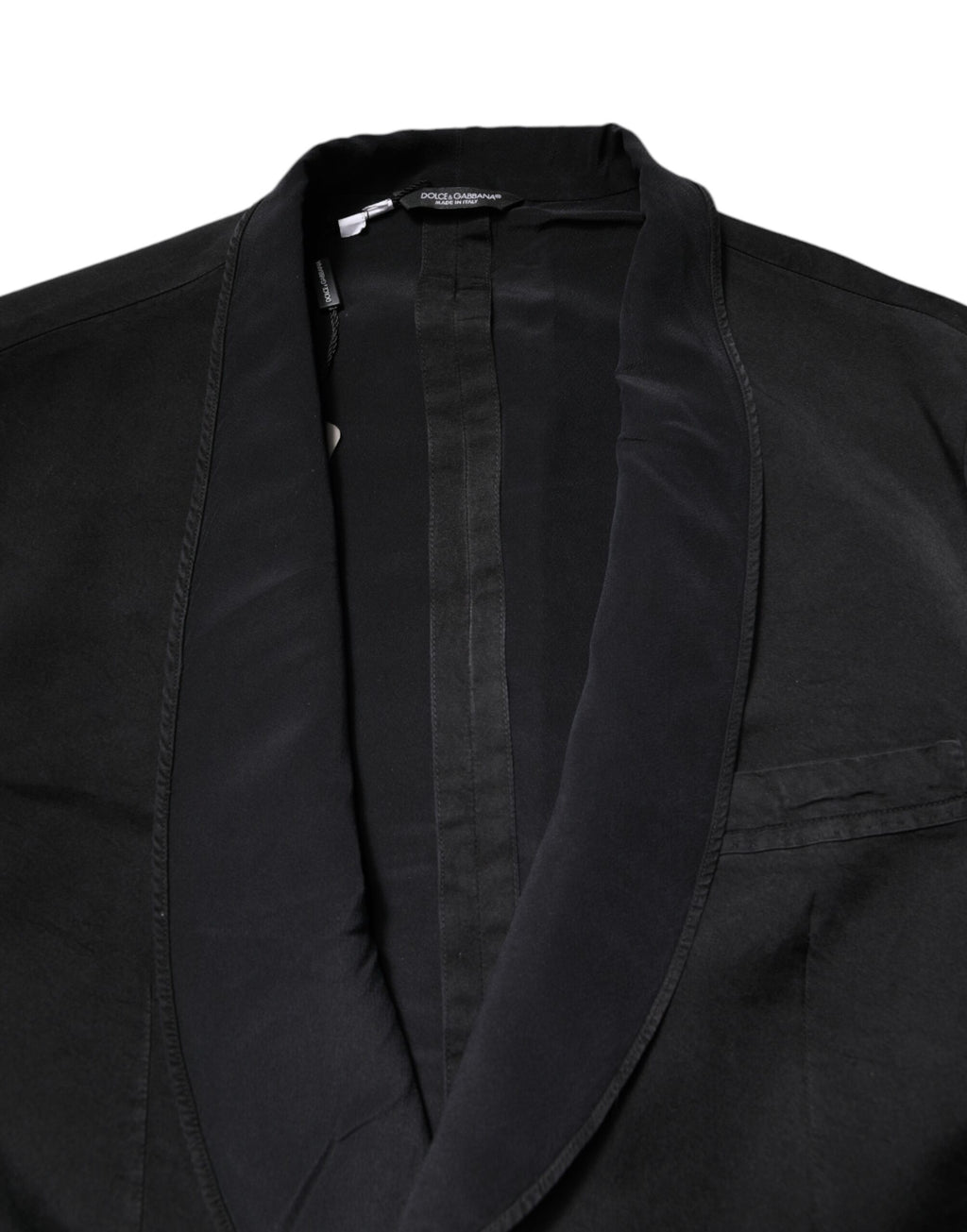 Costume Blazer Manteau Droit en Soie Noire Dolce & Gabbana