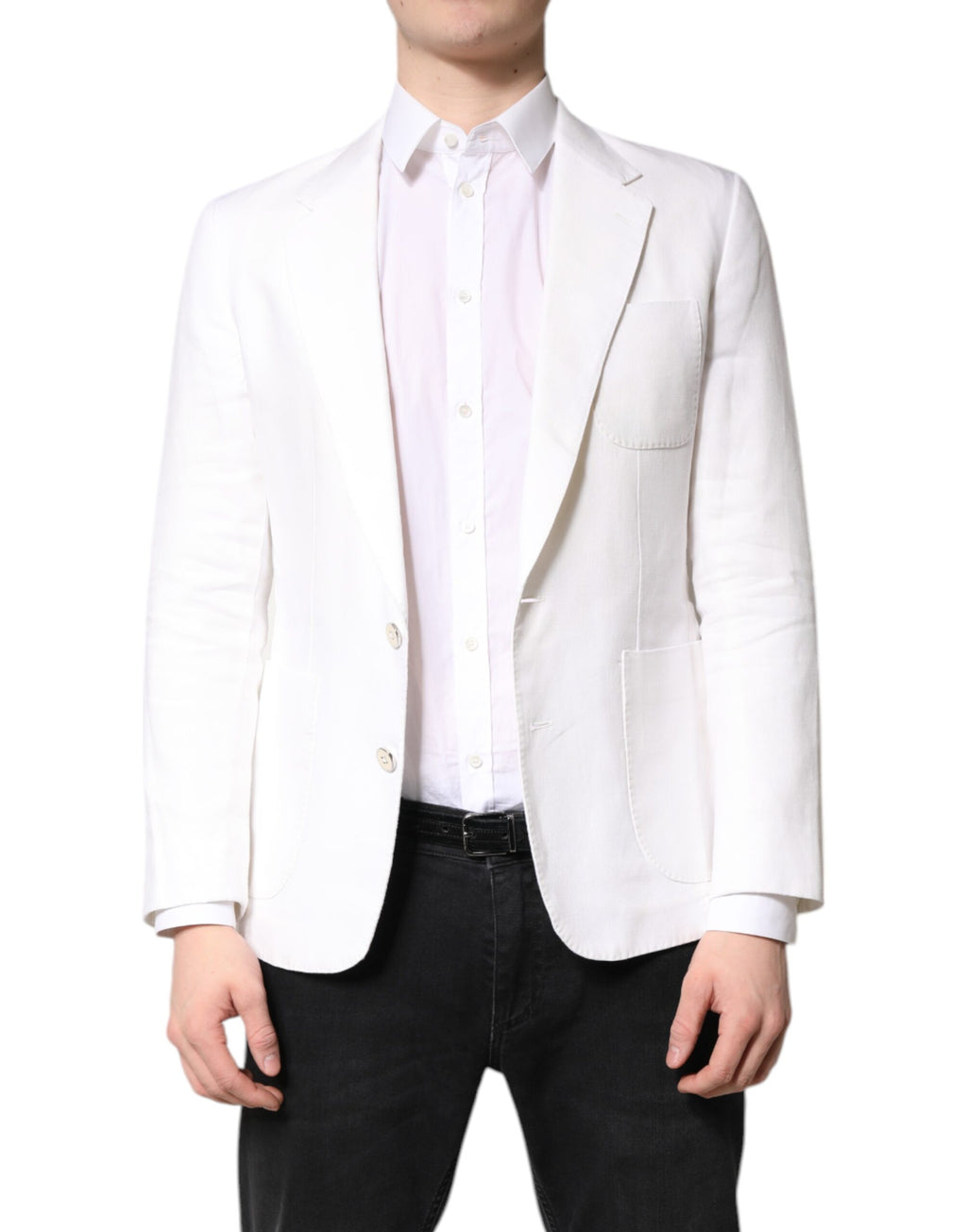 Dolce & Gabbana Blazer de costume simple boutonnage blanc pour homme
