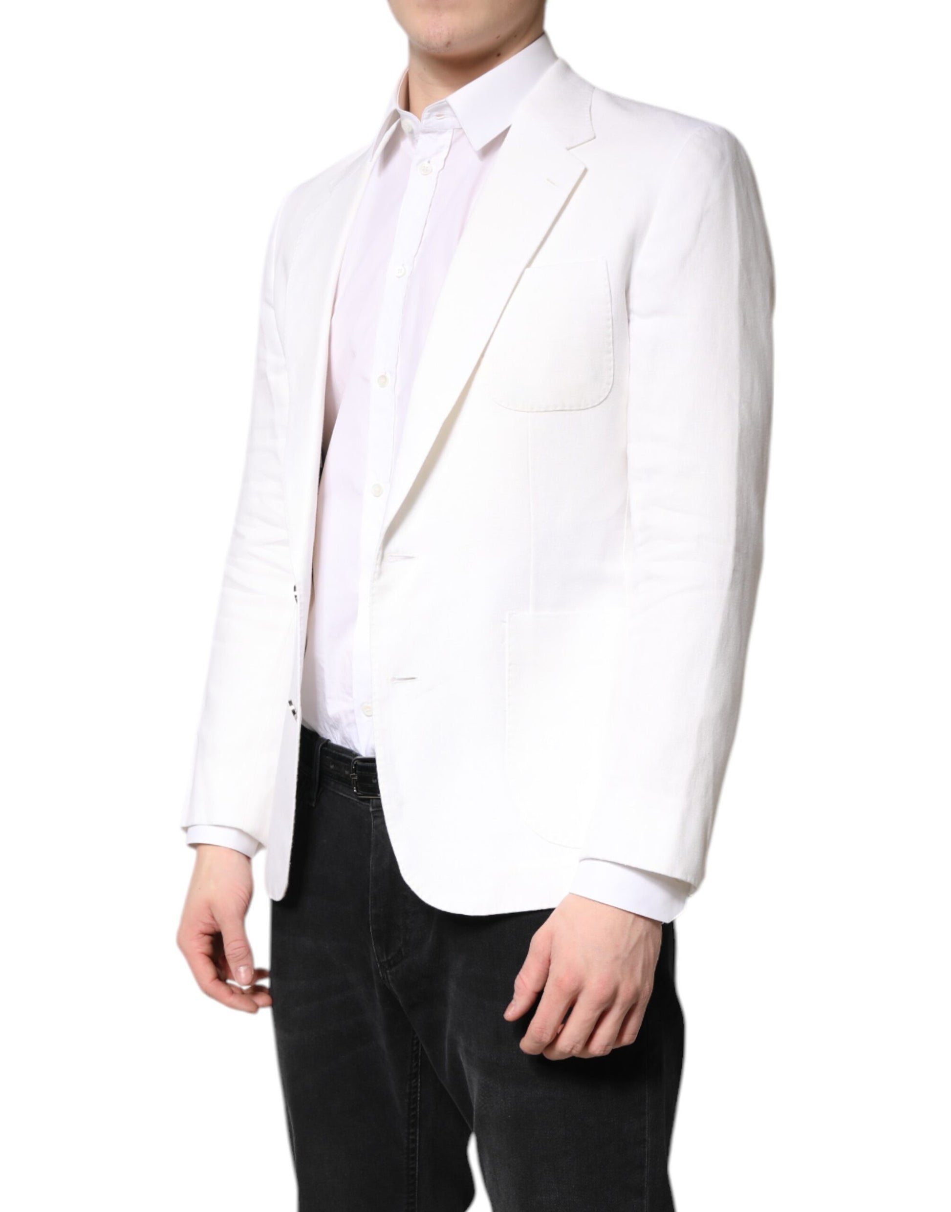 Dolce & Gabbana Blazer de costume simple boutonnage blanc pour homme