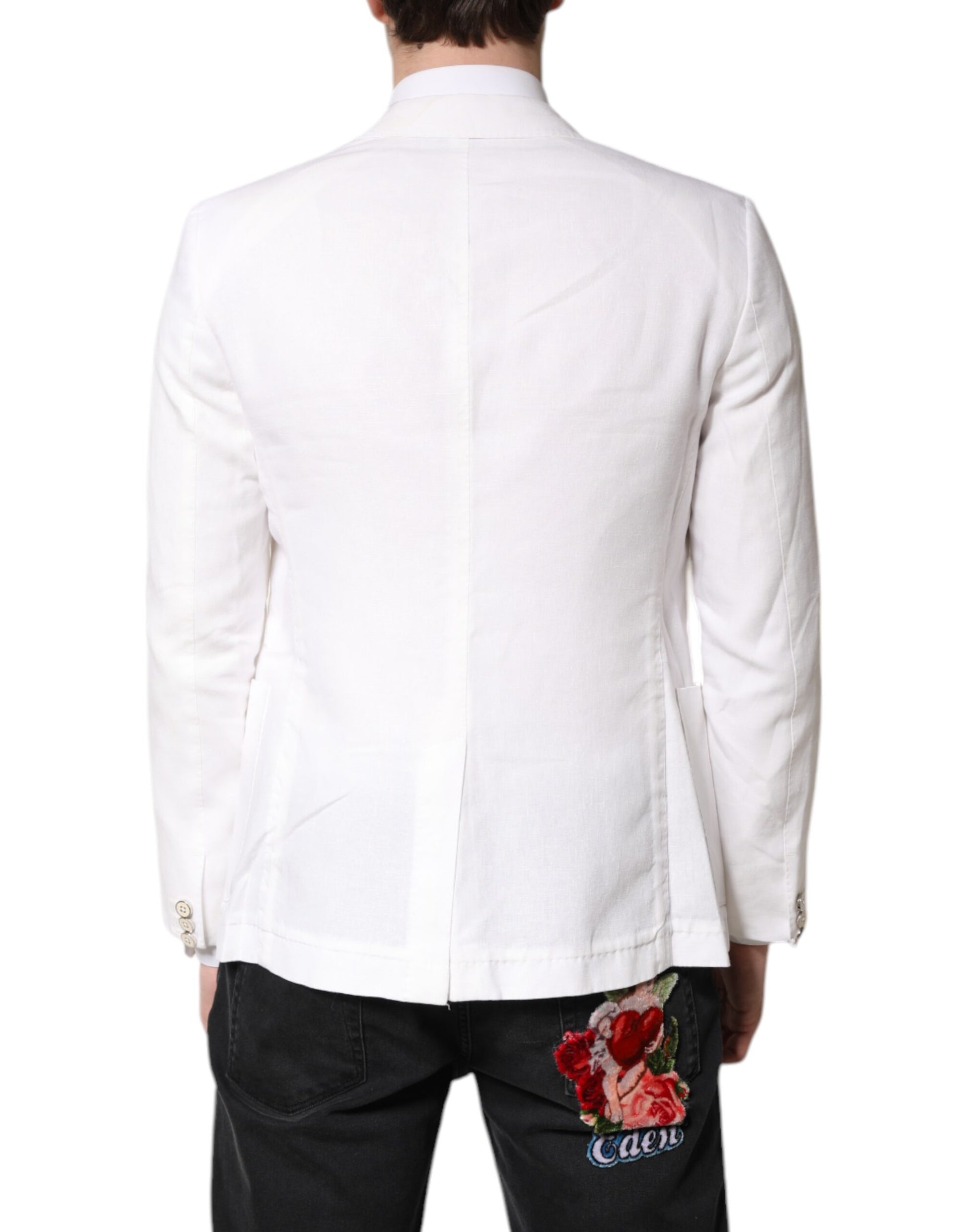 Dolce & Gabbana Blazer de costume simple boutonnage blanc pour homme