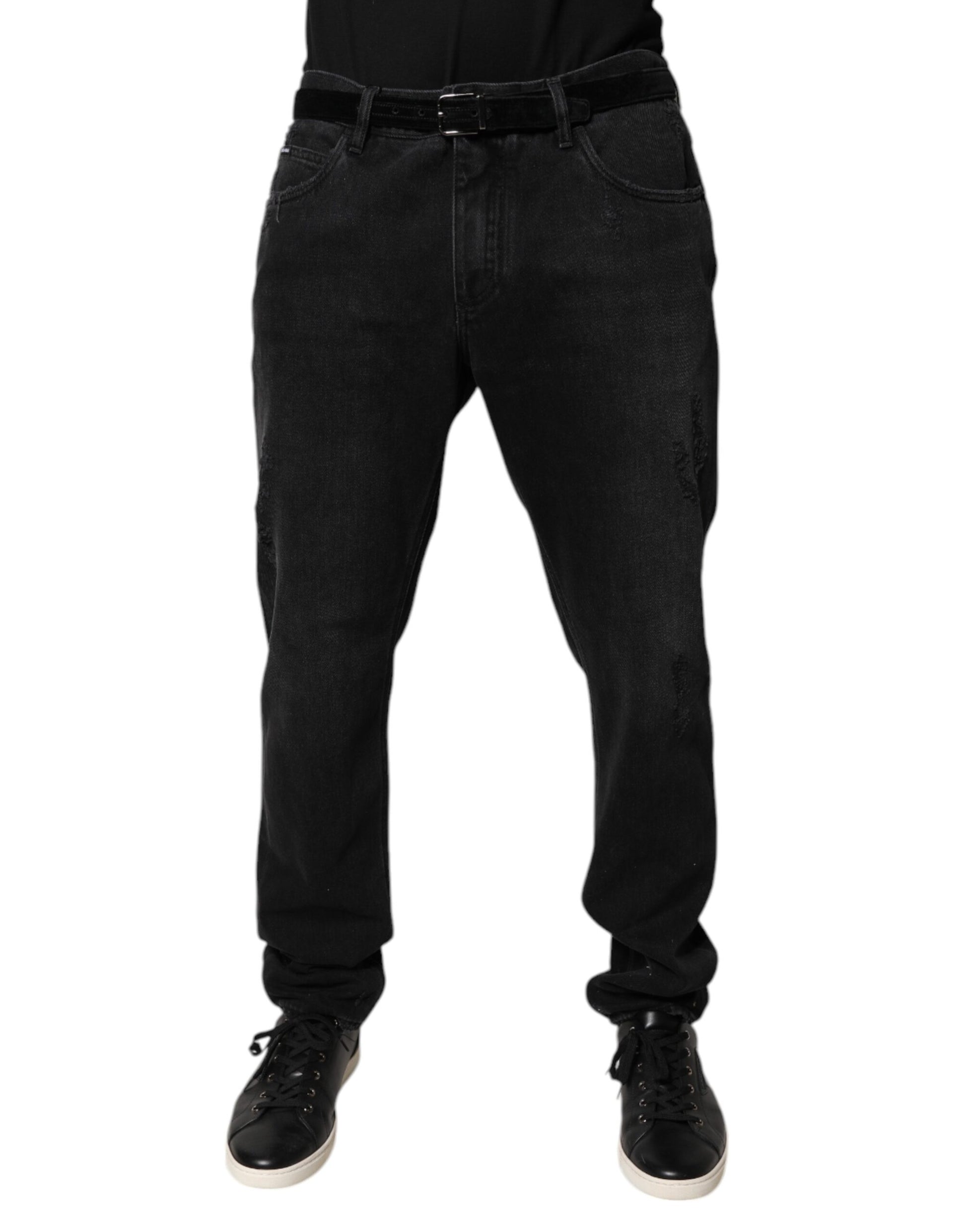 Jeans skinny en denim de coton noir Dolce & Gabbana pour homme