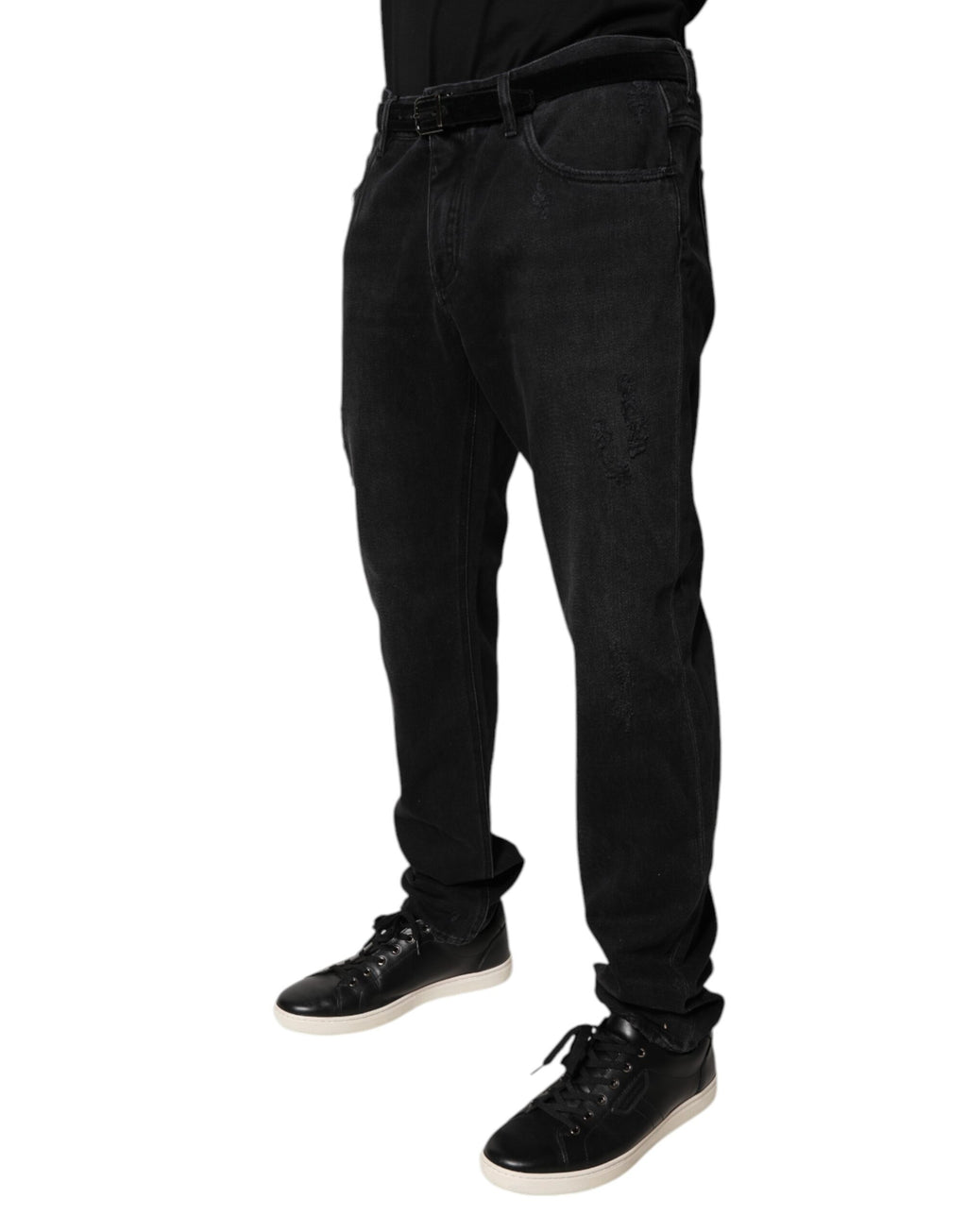 Jeans skinny en denim de coton noir Dolce & Gabbana pour homme