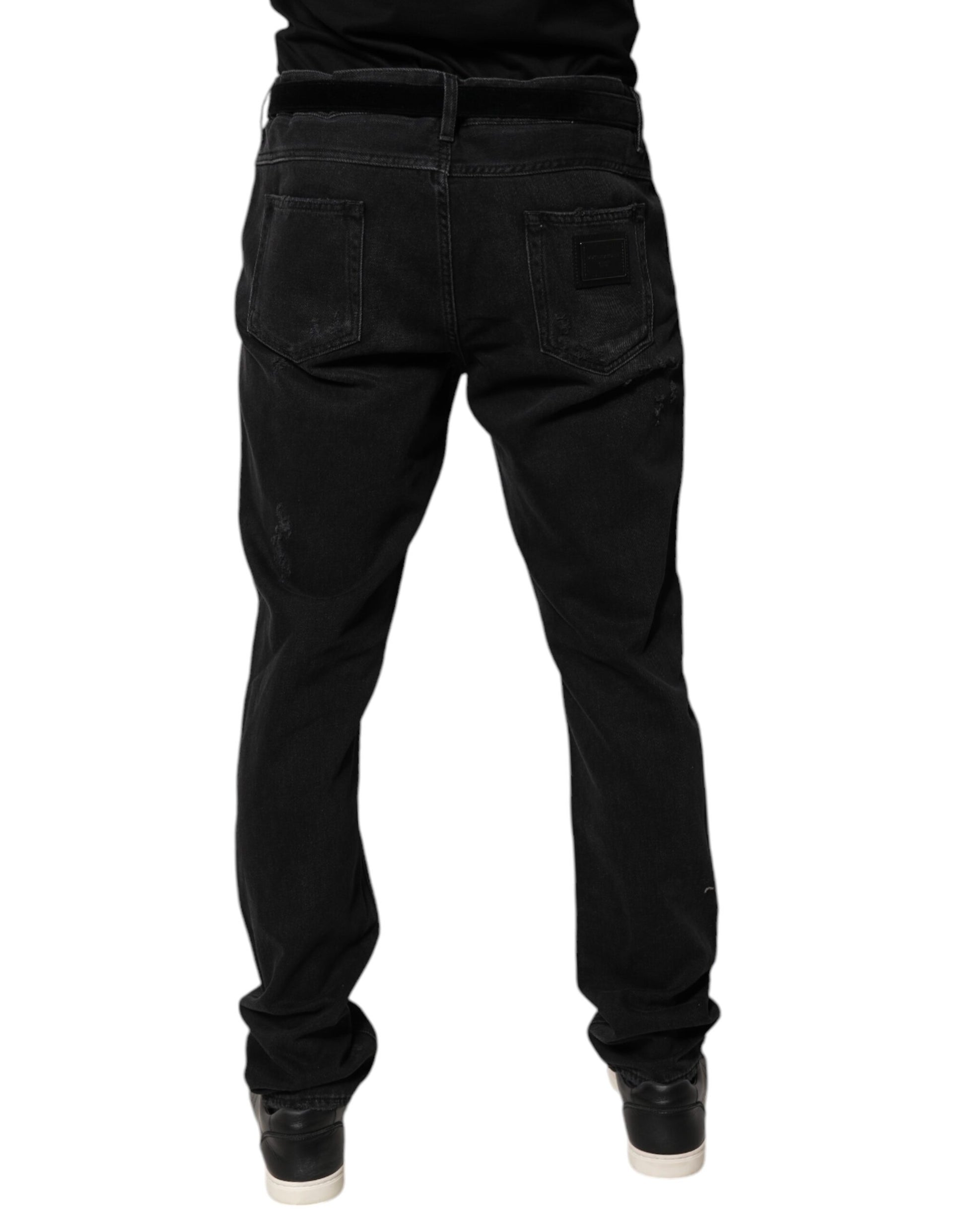 Jeans skinny en denim de coton noir Dolce & Gabbana pour homme