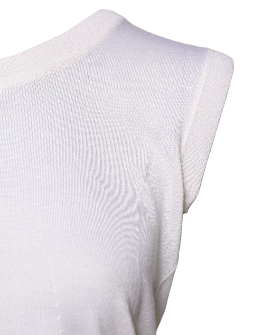 Dolce & Gabbana White Sleeveless Cashmere Round Neck Tank Top