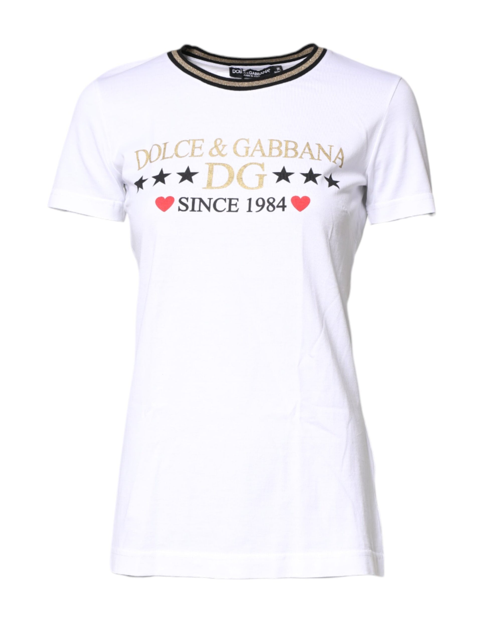 T-shirt Dolce & Gabbana en coton blanc à col rond et imprimé graphique