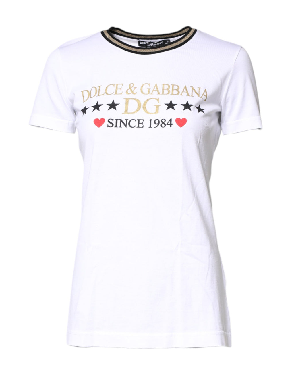 T-shirt Dolce & Gabbana en coton blanc à col rond et imprimé graphique