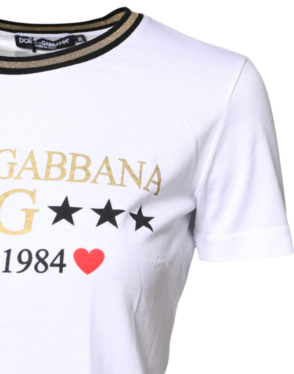 T-shirt Dolce & Gabbana en coton blanc à col rond et imprimé graphique