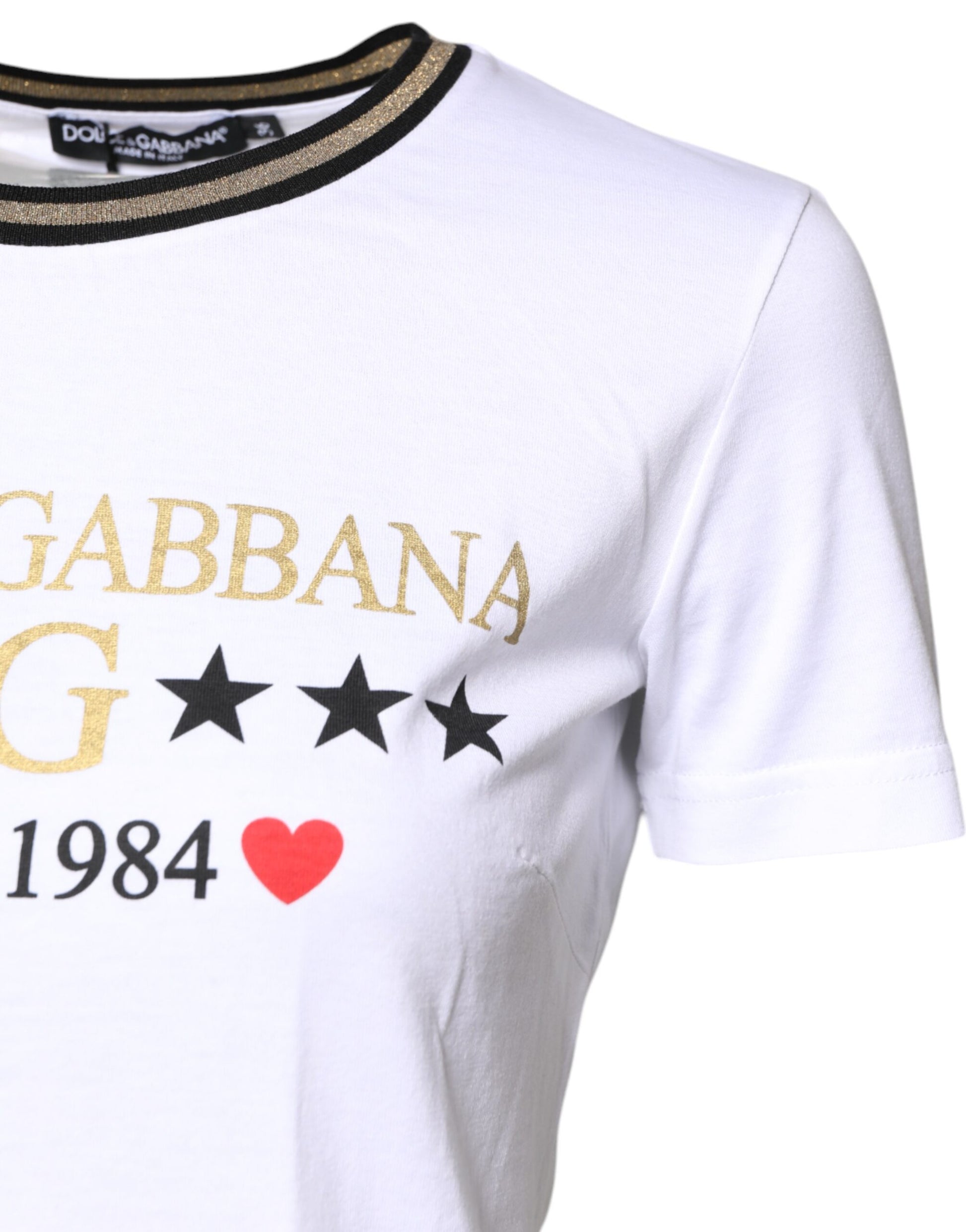 T-shirt Dolce & Gabbana en coton blanc à col rond et imprimé graphique