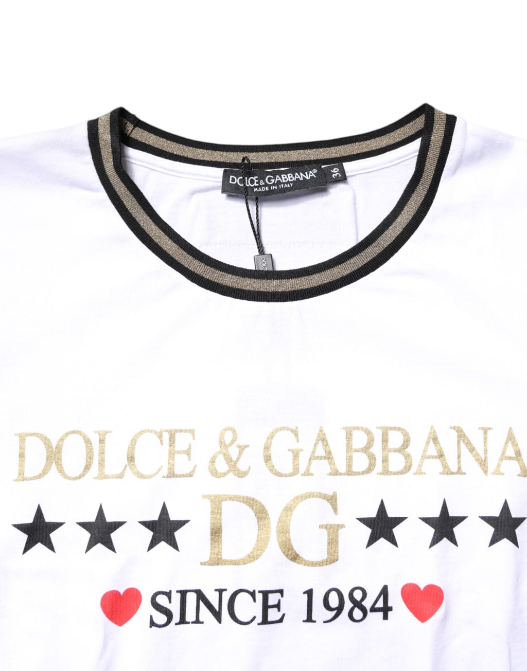 T-shirt Dolce & Gabbana en coton blanc à col rond et imprimé graphique