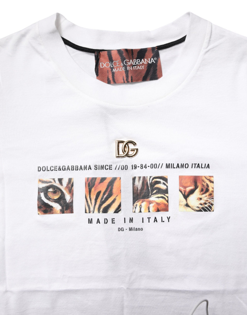 T-shirt col rond Dolce & Gabbana en coton blanc à imprimé graphique