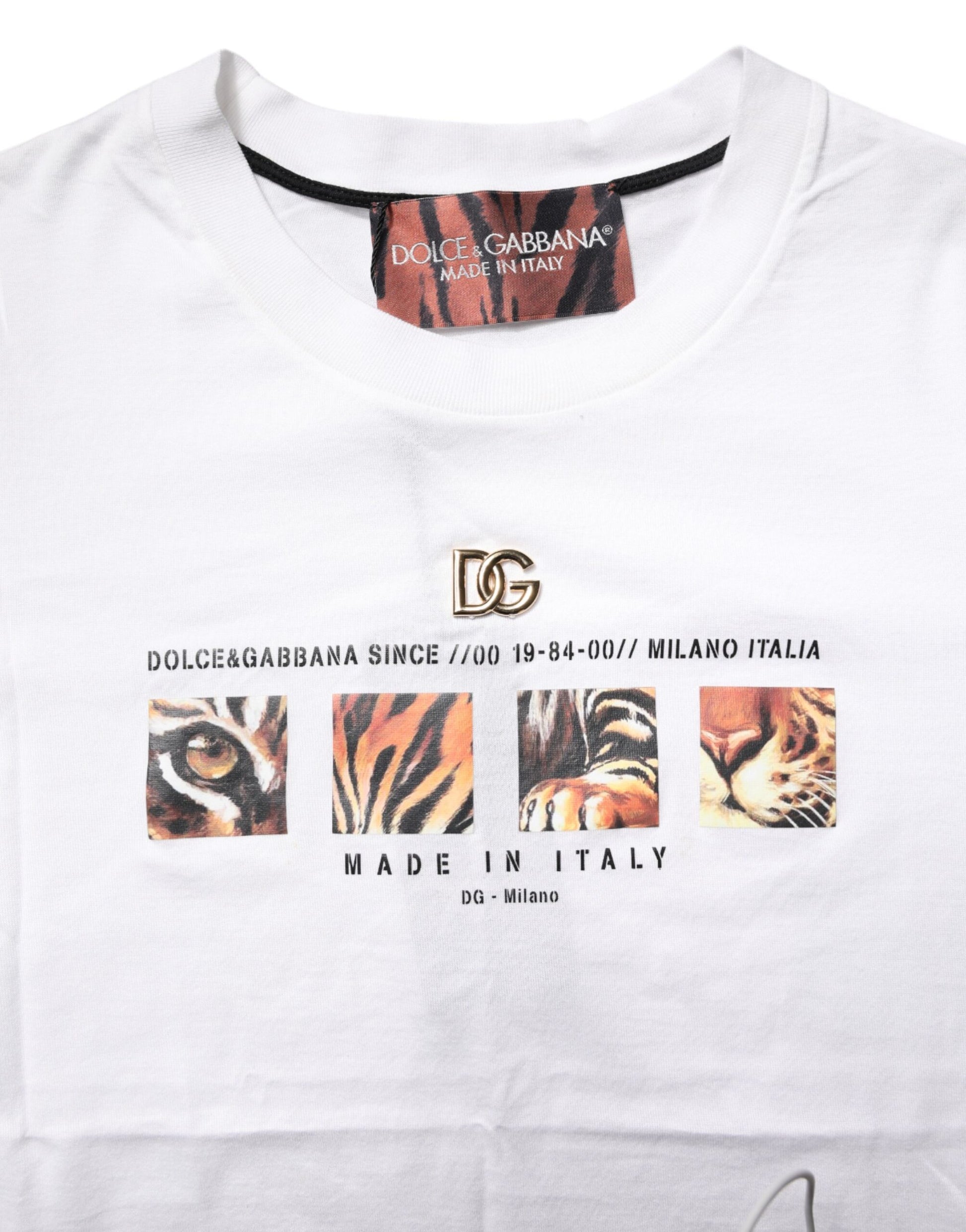 T-shirt col rond Dolce & Gabbana en coton blanc à imprimé graphique