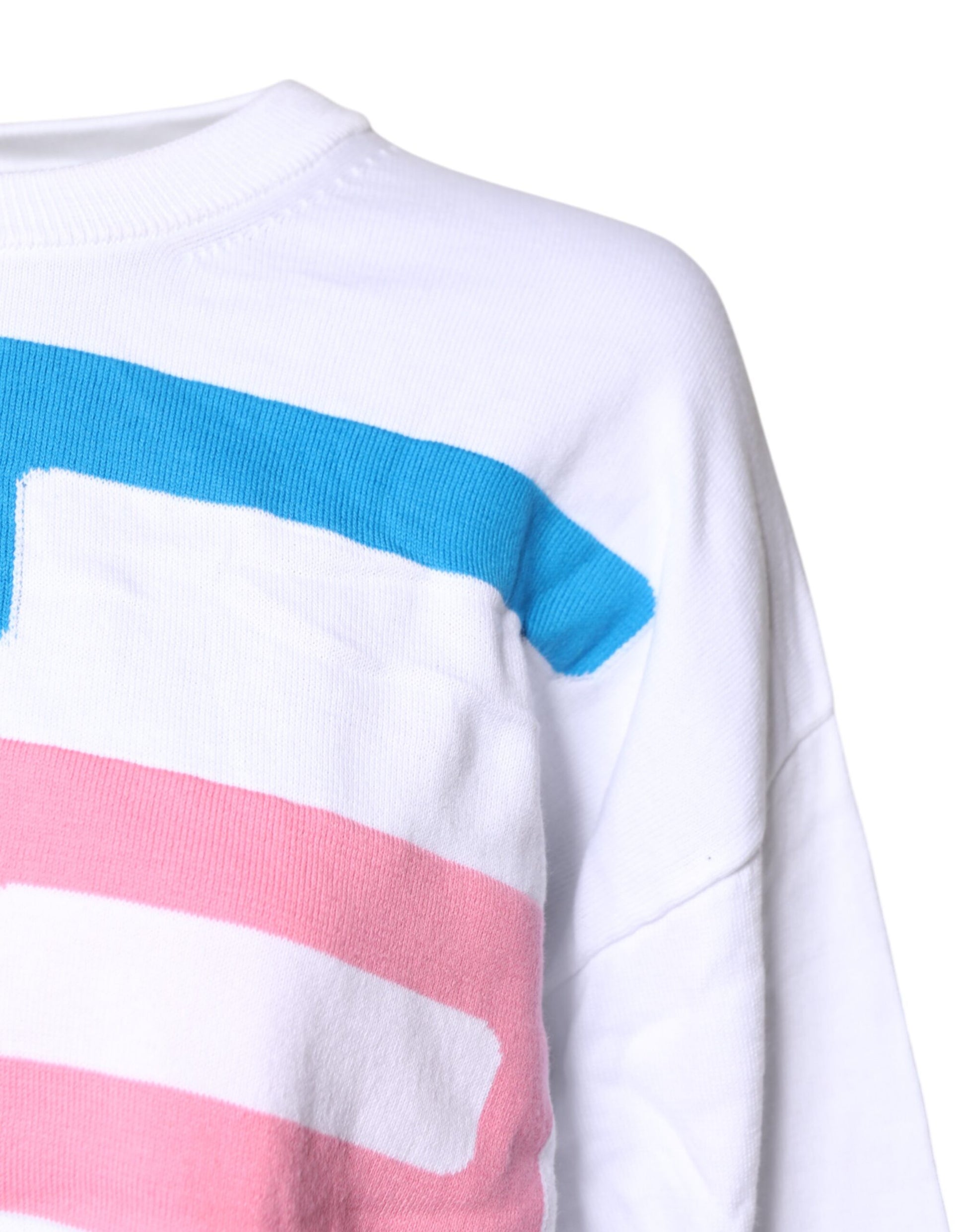 Love Moschino T-shirt en Coton Blanc à Imprimé Graphique et Manches Longues
